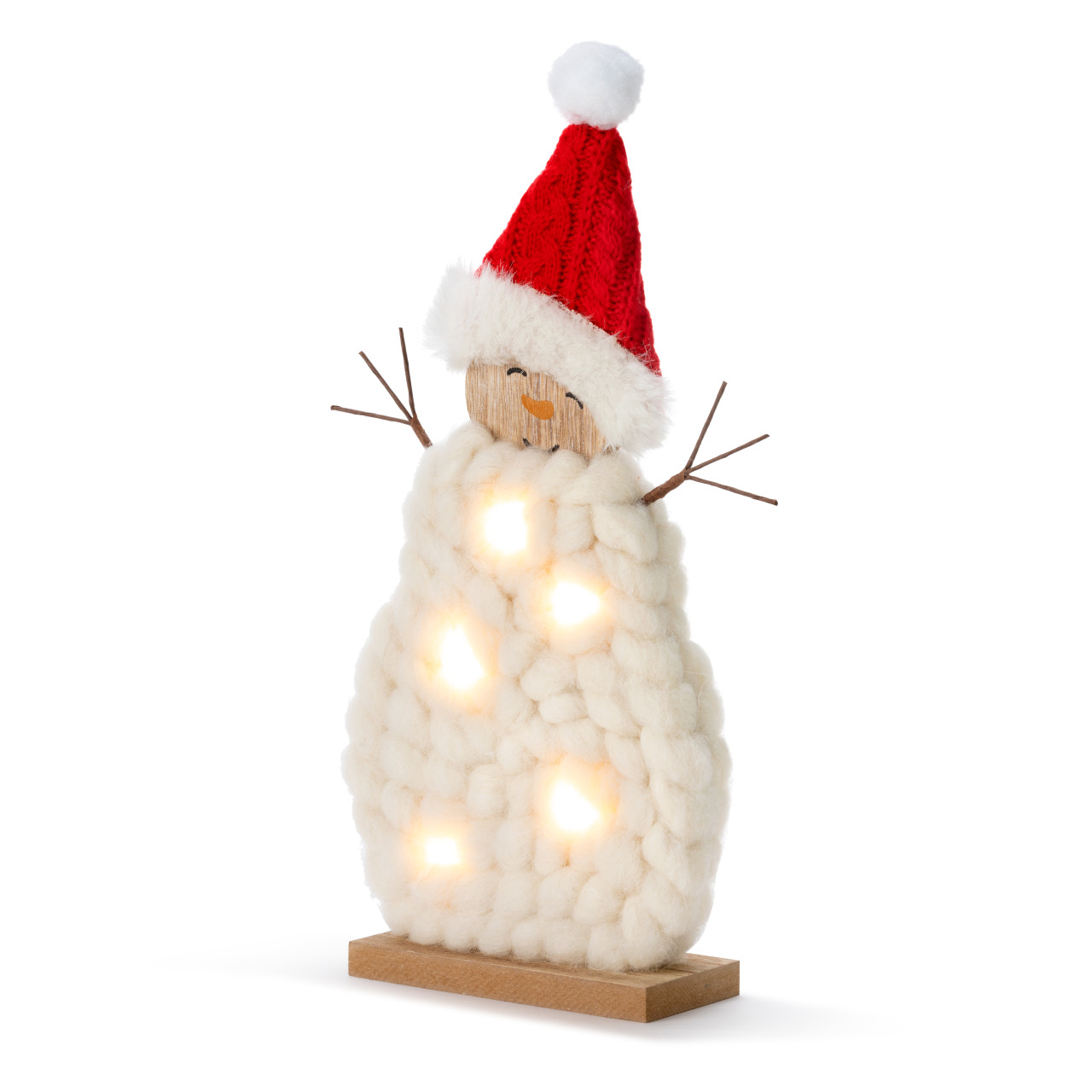 Lit Knit Snowman with Santa Hat thumbnail