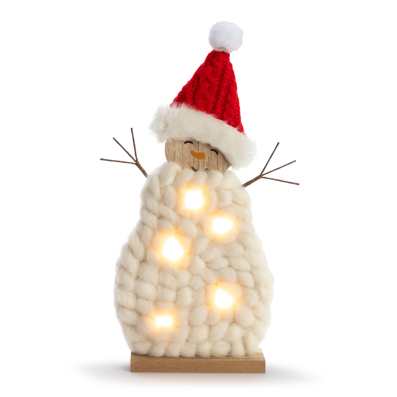 Lit Knit Snowman with Santa Hat thumbnail