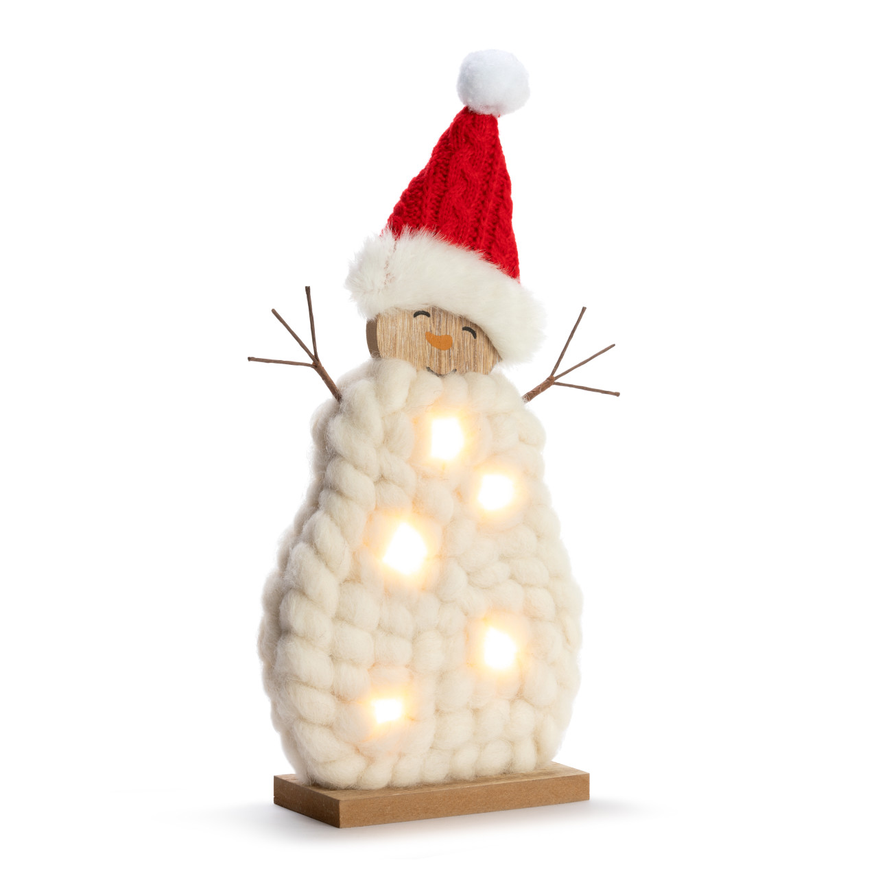 Lit Knit Snowman with Santa Hat thumbnail
