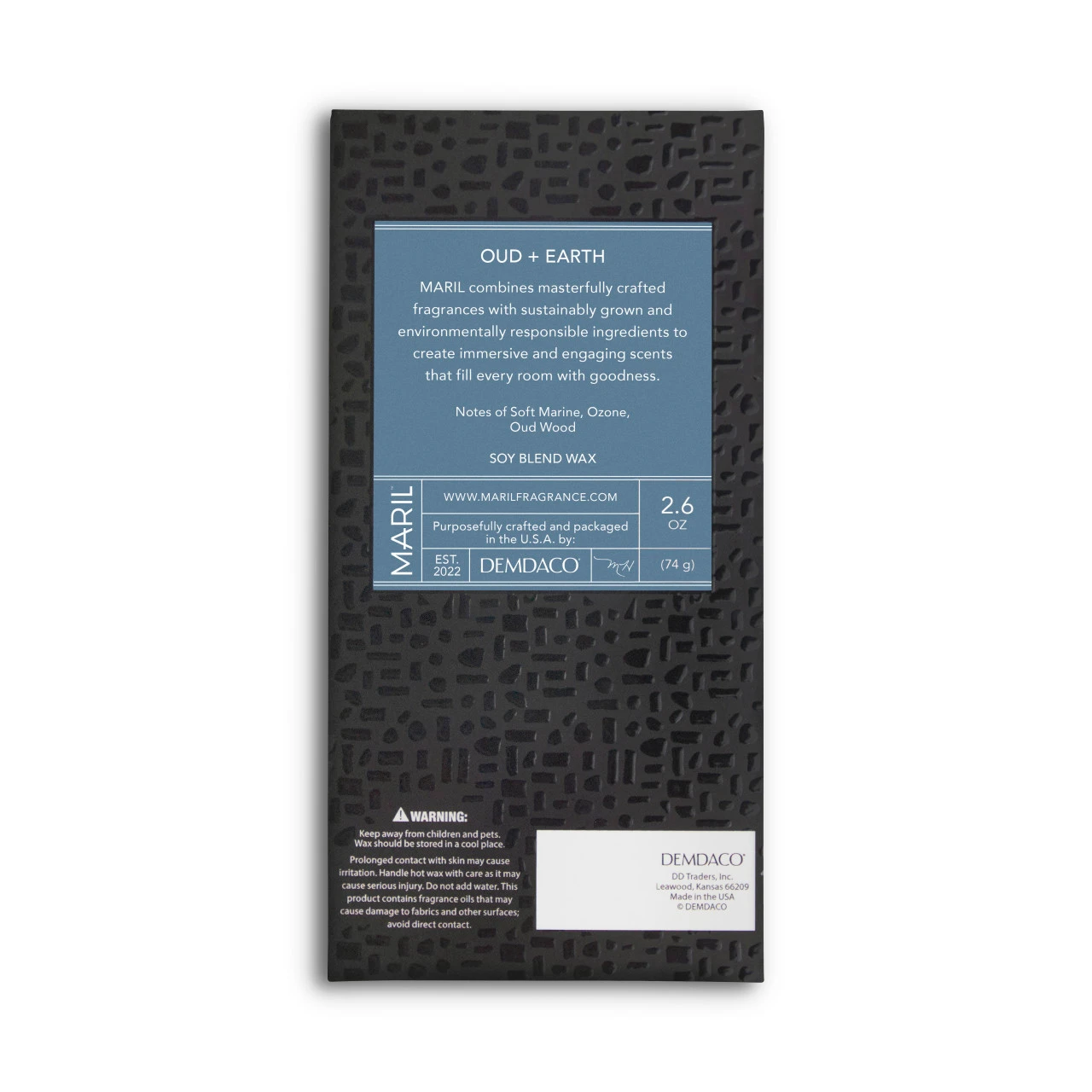 Oud + Earth 2.6 oz. Wax Melt - MARIL thumbnail