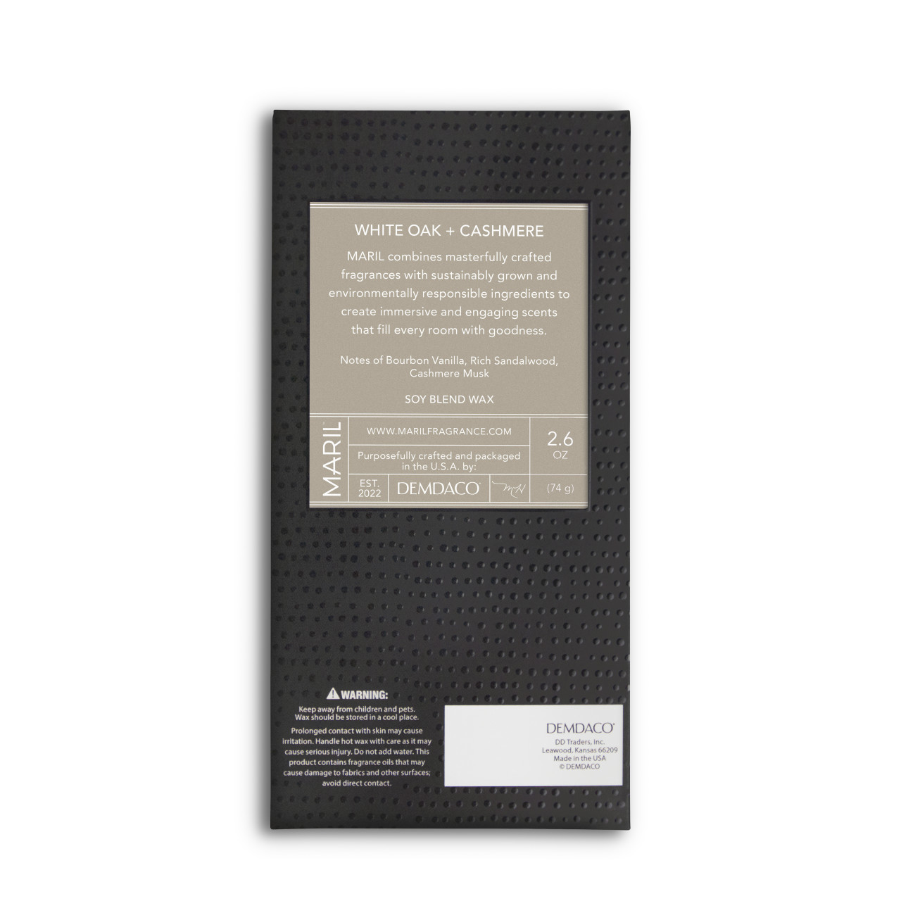 White Oak + Cashmere 2.6 oz. Wax Melt - MARIL thumbnail