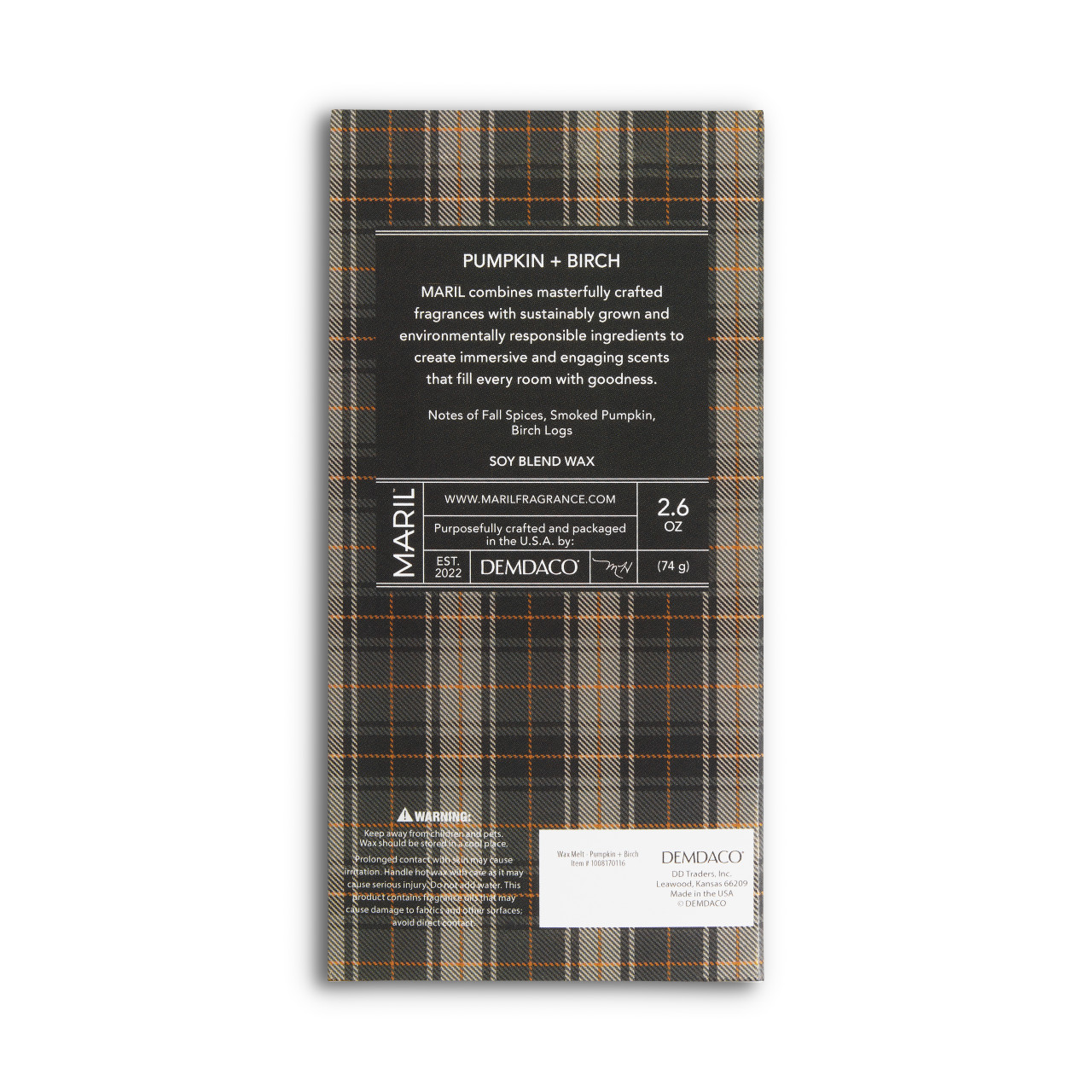 MARIL Pumpkin + Birch - 2.6 oz Wax Melt thumbnail