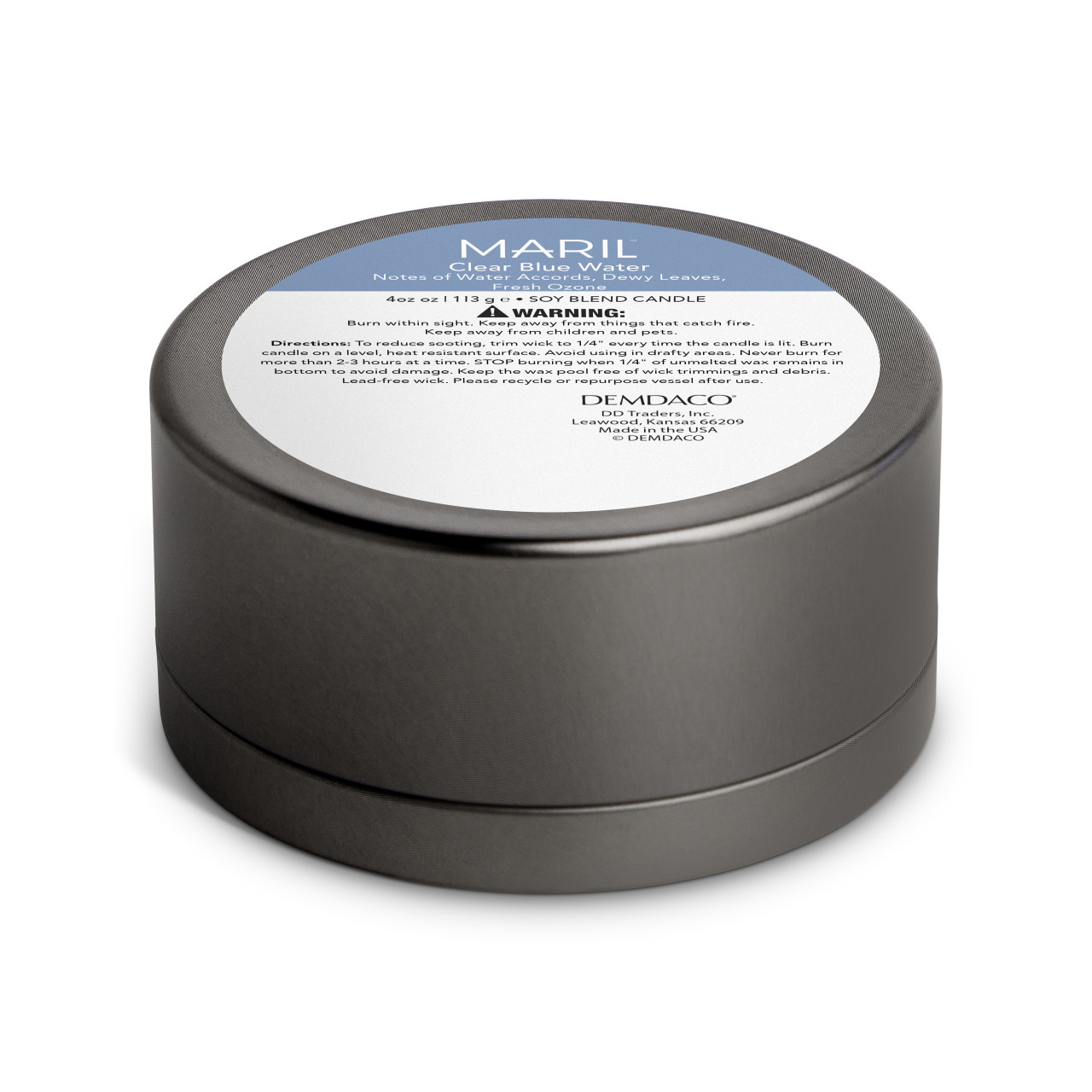 Clear Blue Water 4 oz. Travel Candle - MARIL thumbnail