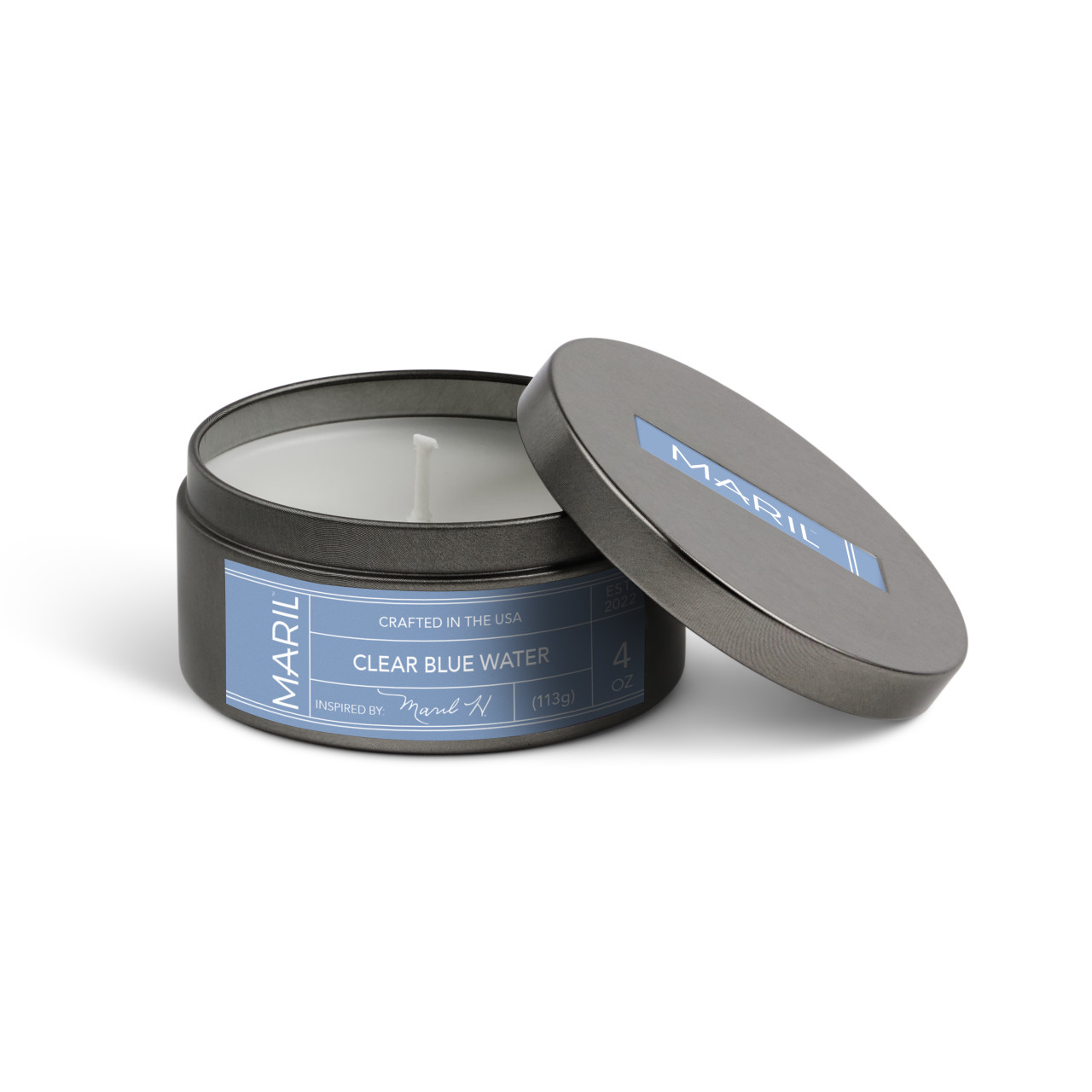 Clear Blue Water 4 oz. Travel Candle - MARIL thumbnail