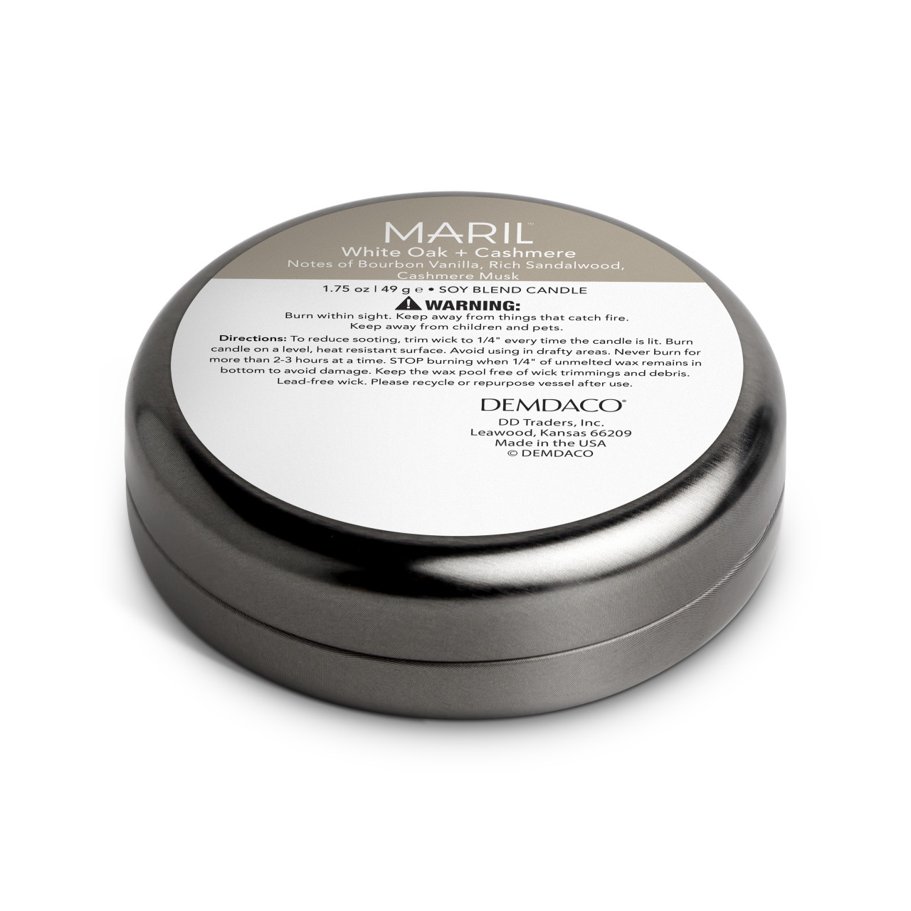 White Oak + Cashmere 1.75 oz. Demi Travel Candle - MARIL thumbnail
