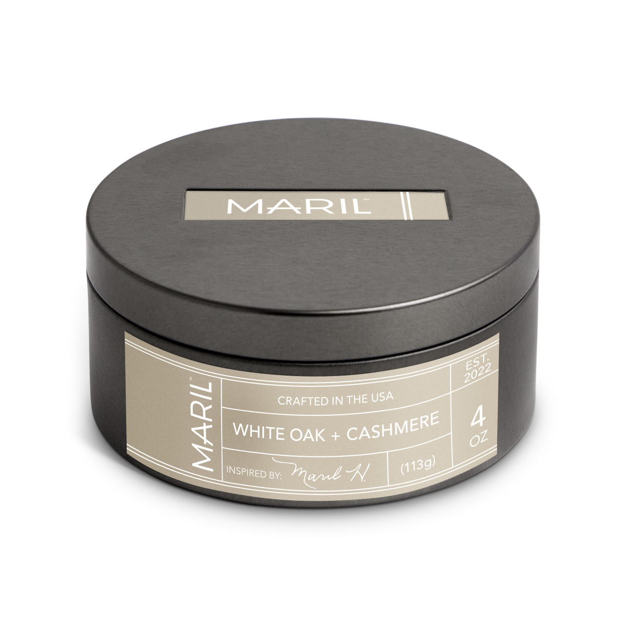 White Oak + Cashmere 4 oz. Travel Candle - MARIL thumbnail