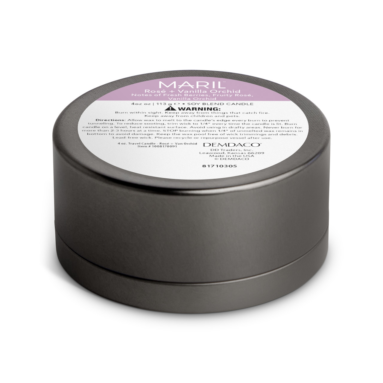 Rosé + Van Orchid 4 oz. Travel Candle - MARIL thumbnail