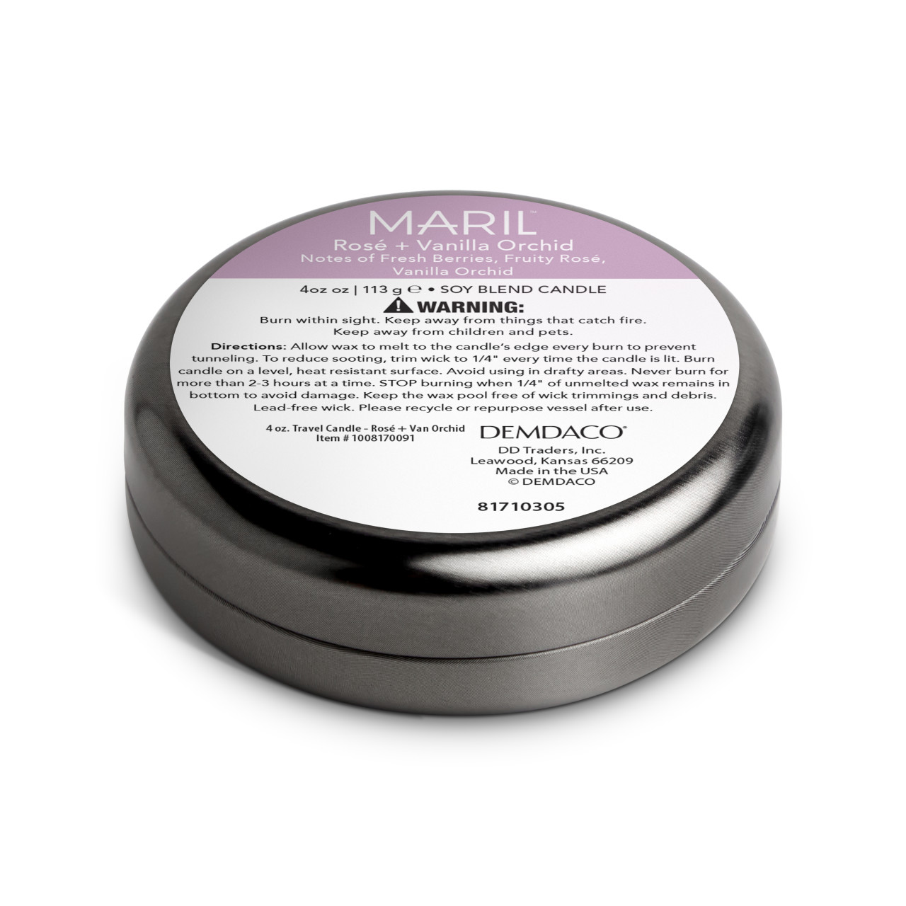 Rosé + Van Orchid 1.75 oz. Demi Candle - MARIL thumbnail