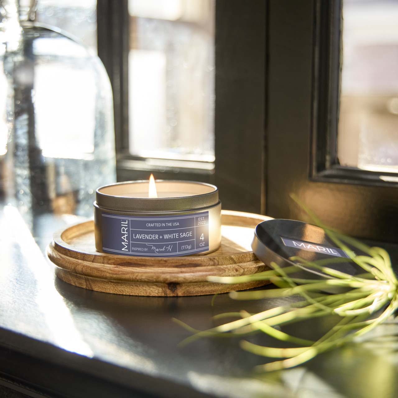 Lavender + White Sage 4 oz. Travel Candle - MARIL thumbnail