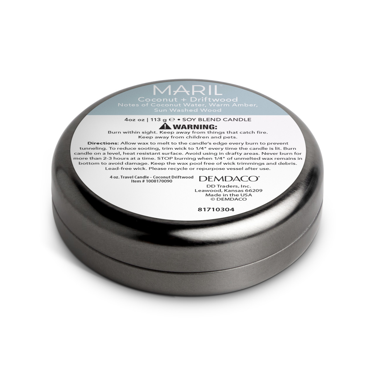 Coconut + Driftwood 1.75 oz. Demi Candle - MARIL thumbnail