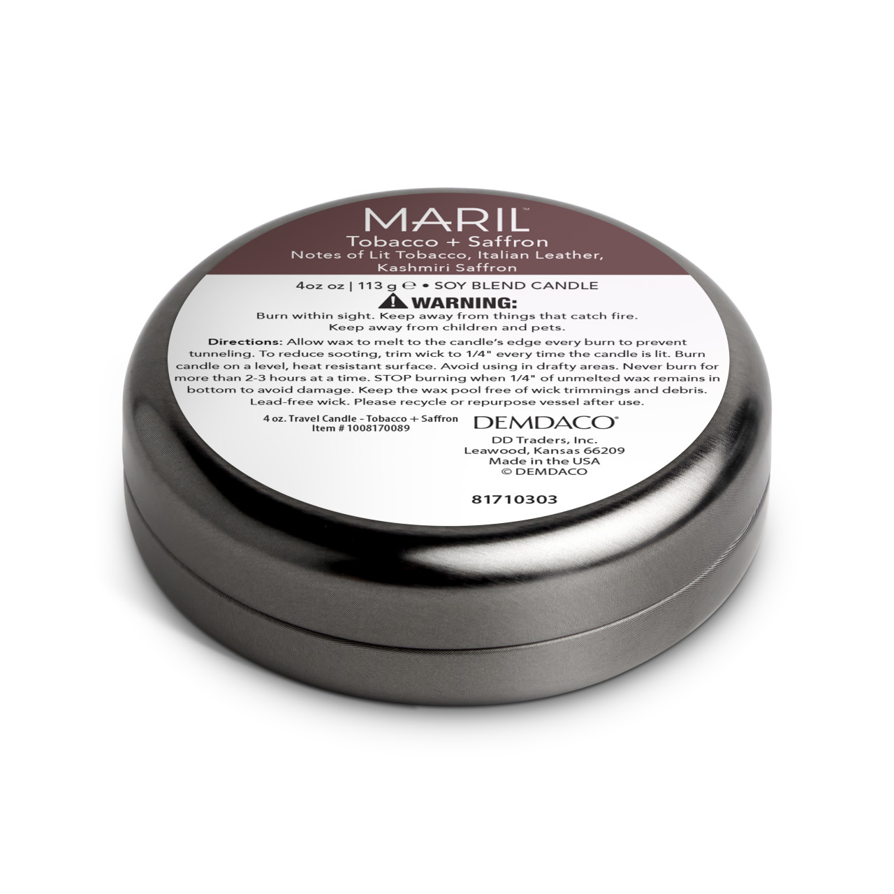 Tobacco + Saffron 1.75 oz. Demi Candle - MARIL thumbnail