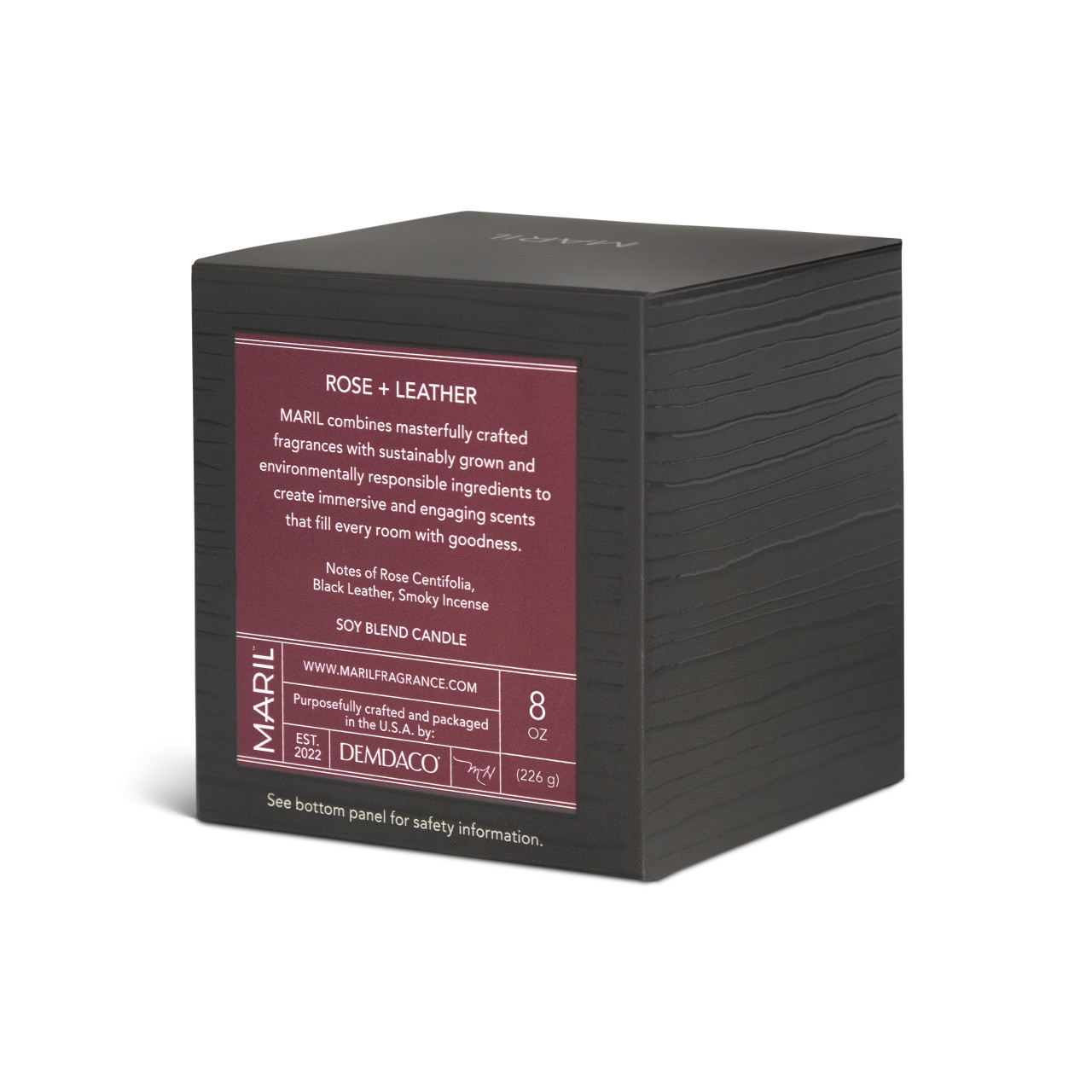 MARIL® Fragrance Rose + Leather Candle 8oz thumbnail