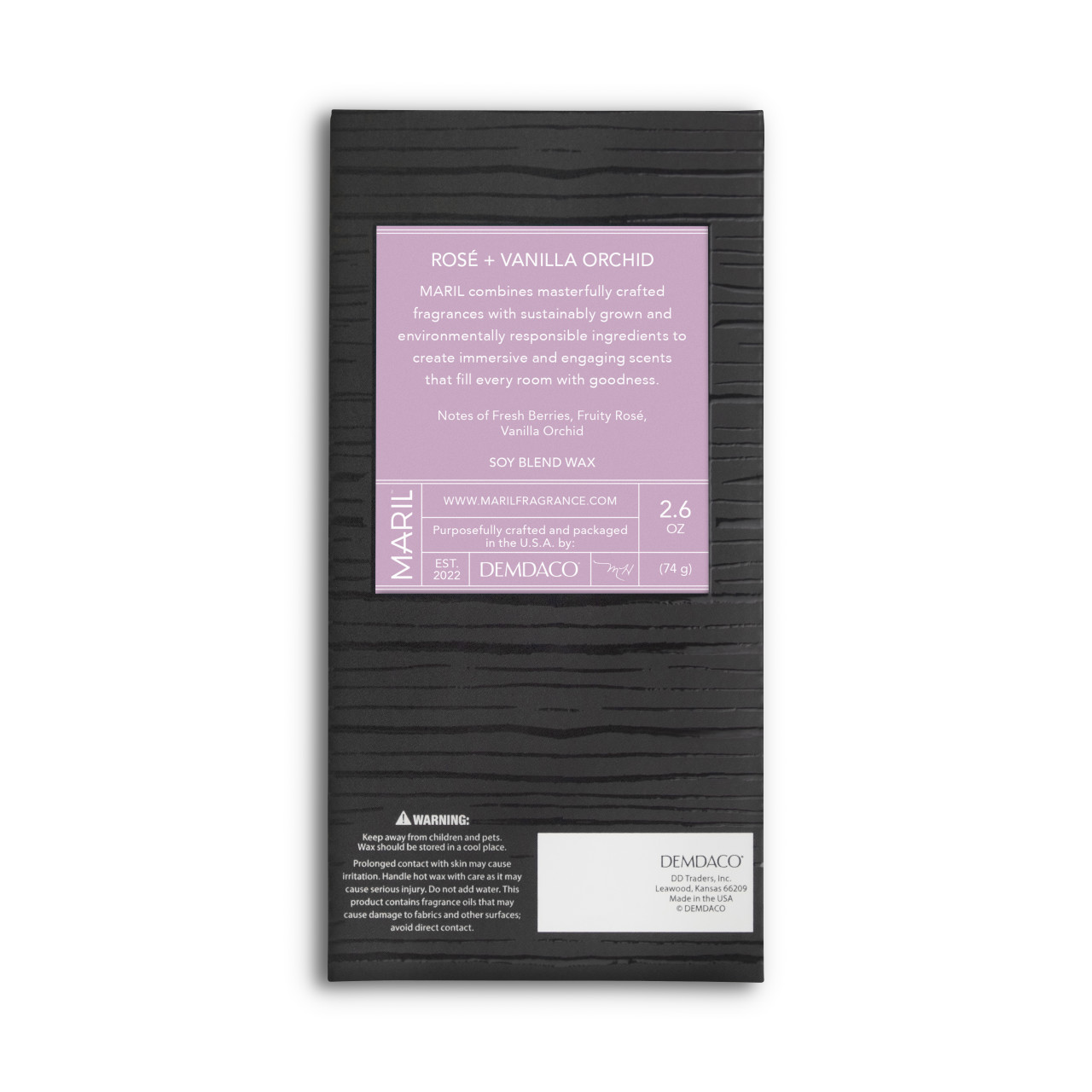 Rosé + Vanilla Orchid 2.6 oz. Wax Melt - MARIL thumbnail