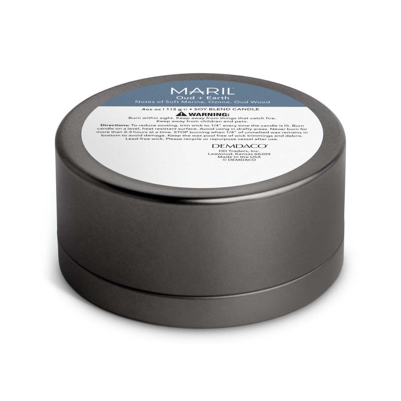 Oud + Earth 4 oz. Travel Candle - MARIL thumbnail
