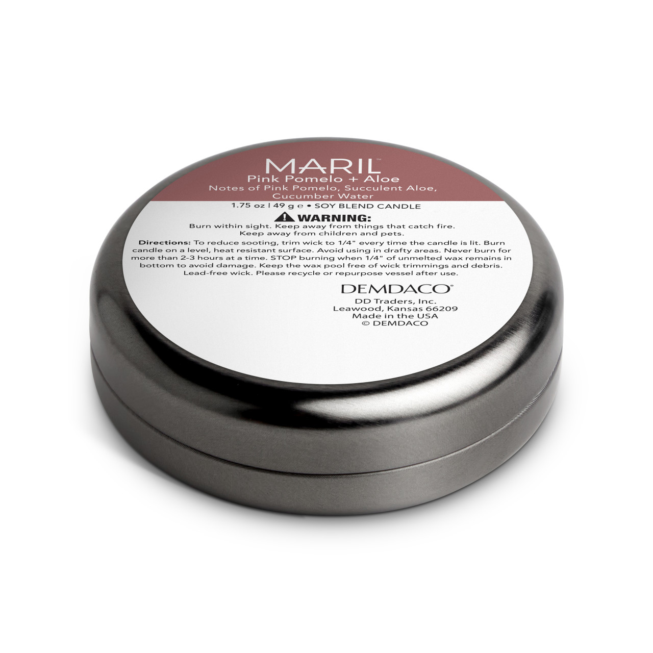 Pink Pomelo + Aloe 1.75 oz. Demi Travel Candle - MARIL thumbnail
