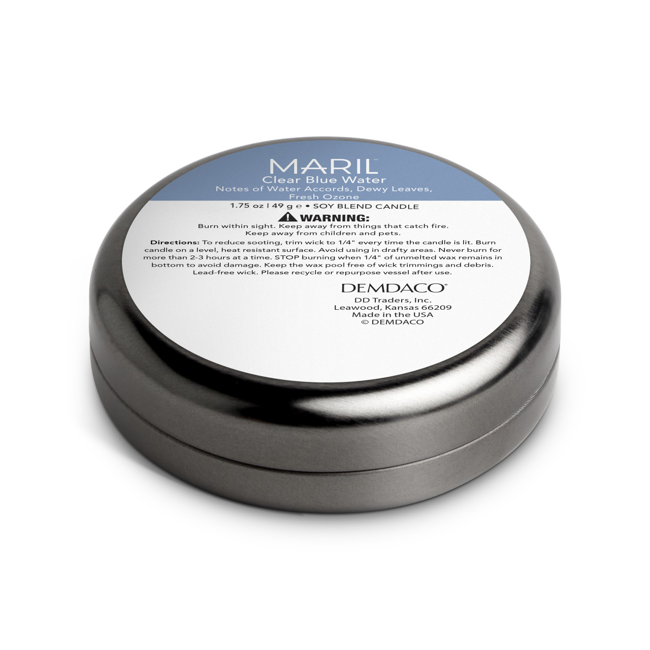 Clear Blue Water 1.75 oz. Demi Travel Candle - MARIL thumbnail