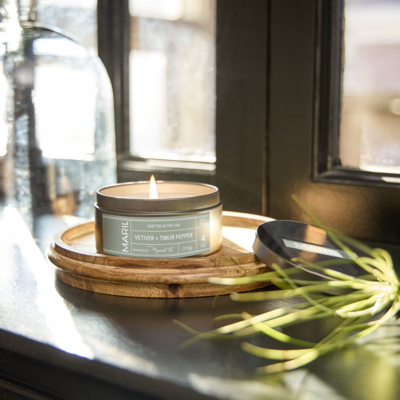 Vetiver + Timur Pepper 4 oz. Travel Candle - MARIL thumbnail