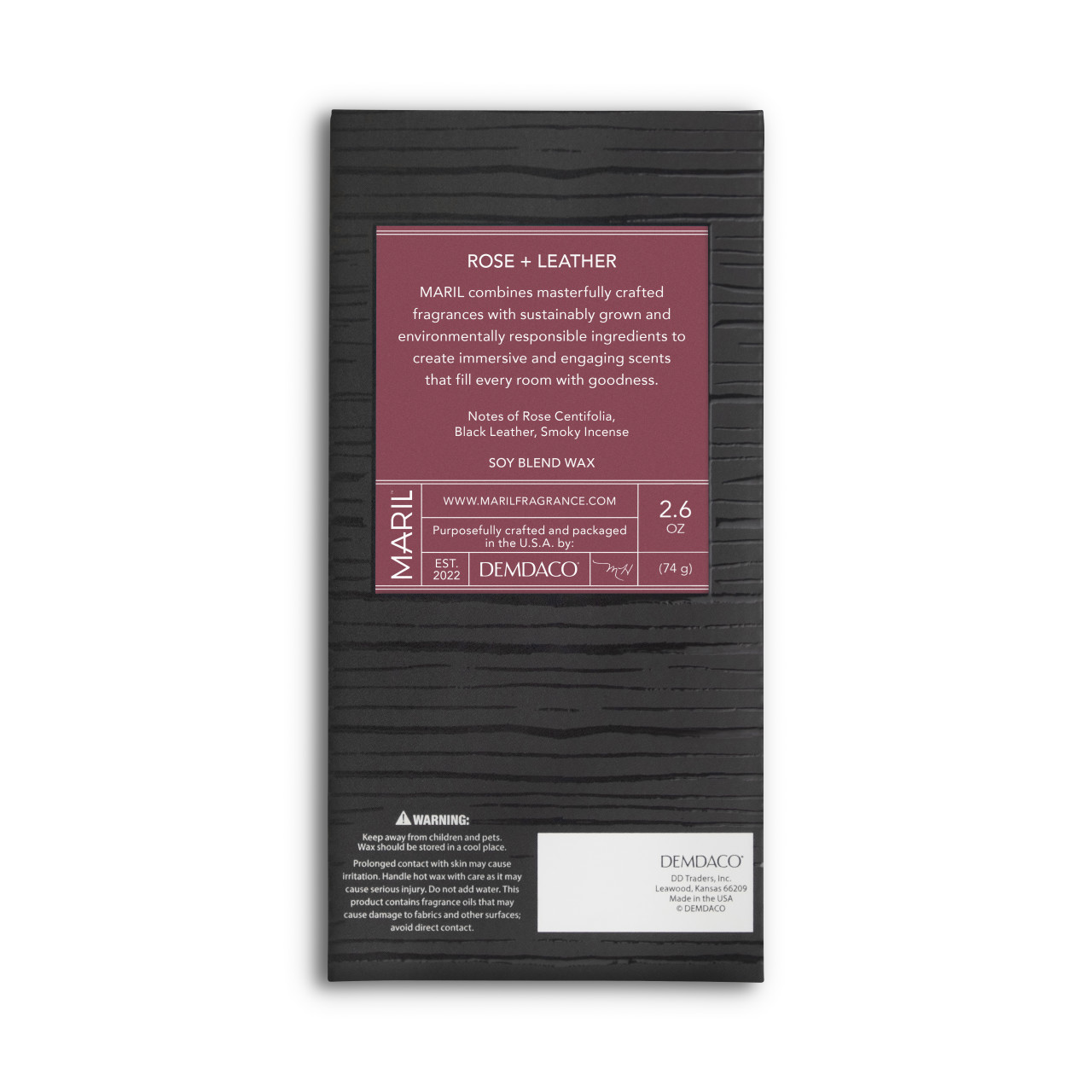 Rose + Leather 2.6 oz. Wax Melt - MARIL thumbnail
