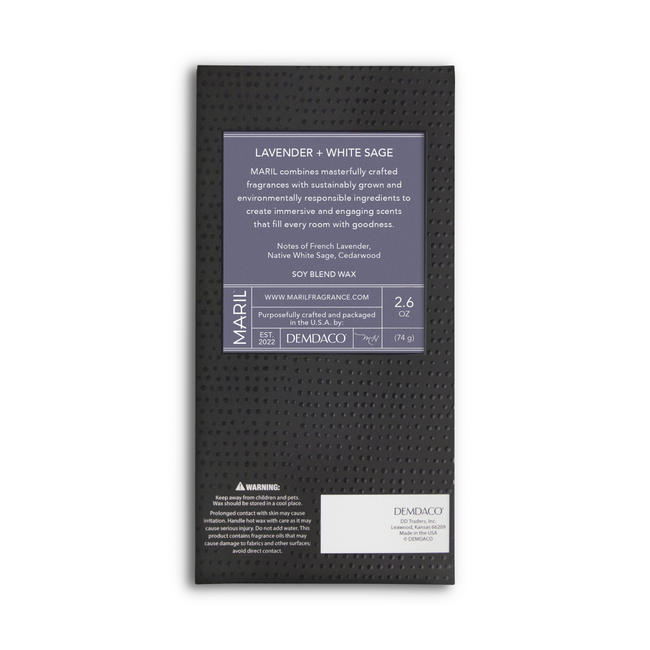 Lavender + White Sage 2.6 oz. Wax Melt - MARIL thumbnail