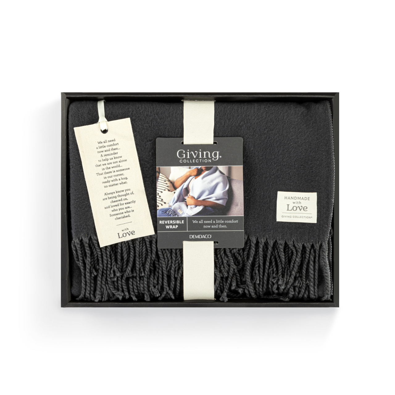 Giving Collection Charcoal Gray Fringed Giving Wrap thumbnail