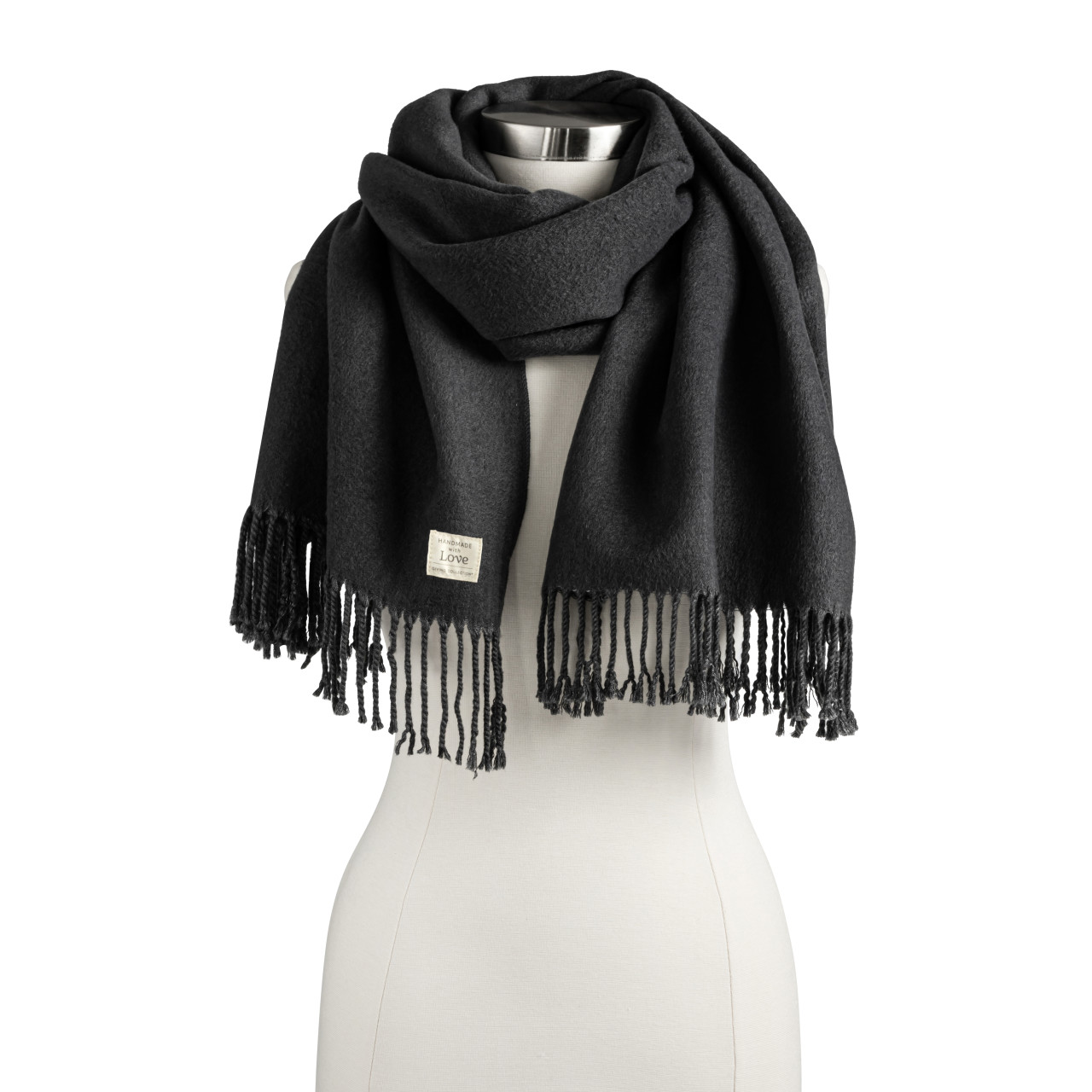 Giving Collection Charcoal Gray Fringed Giving Wrap thumbnail