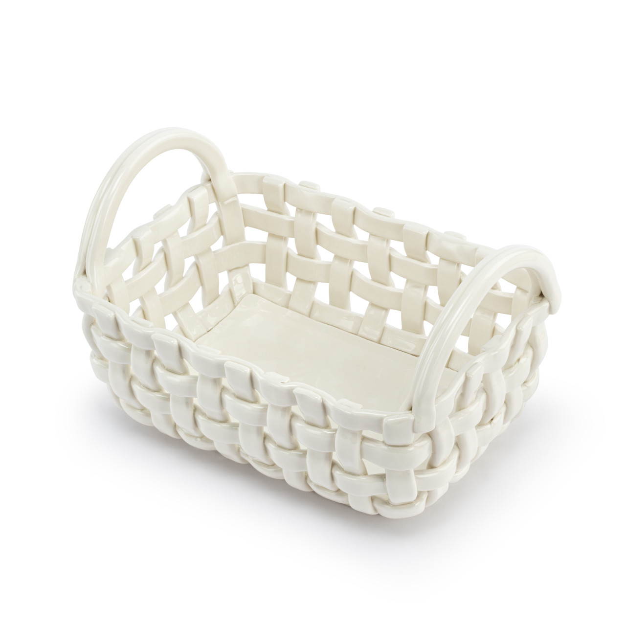 Gather 'Round Ceramic Cream Loaf Basket With Towel thumbnail