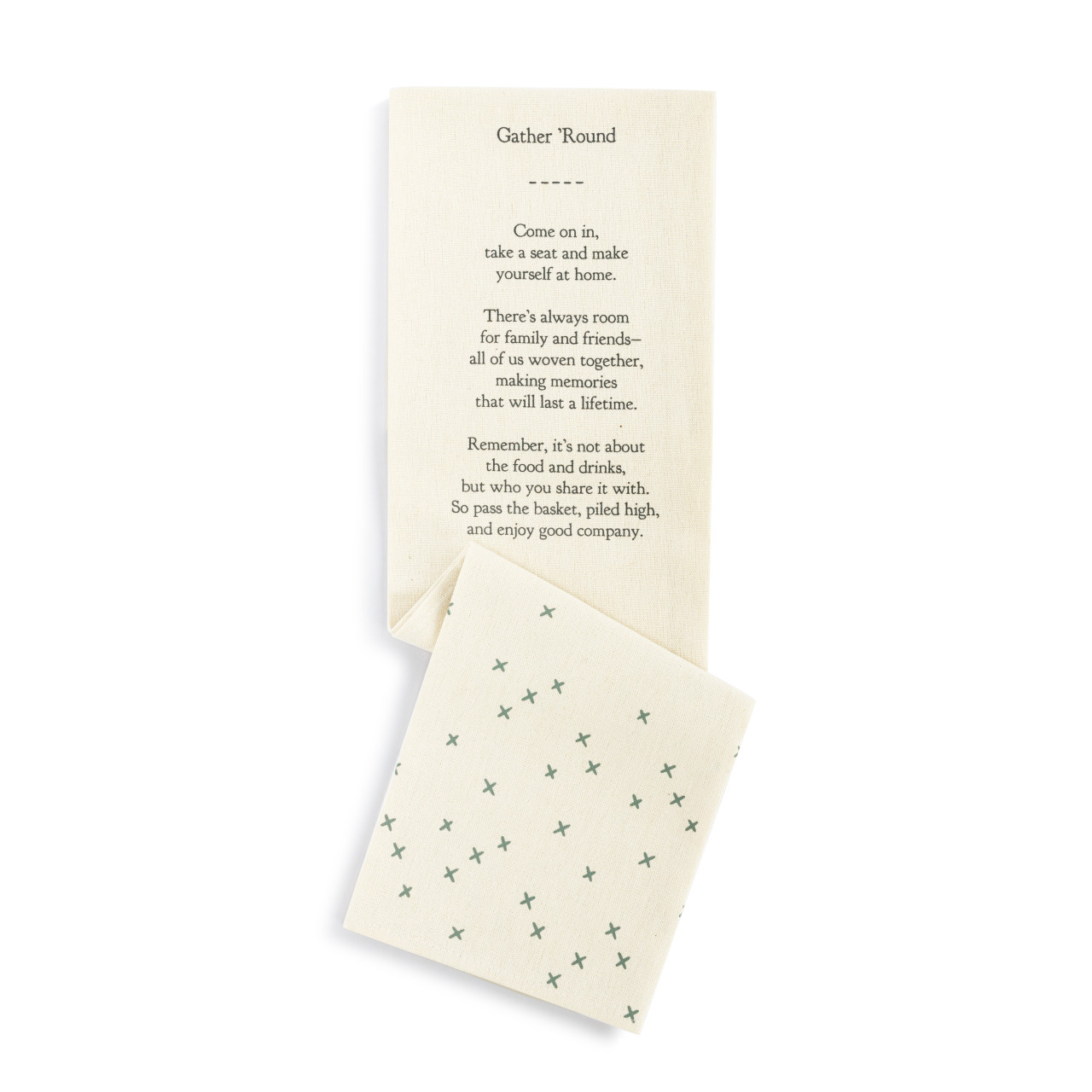 Gather 'Round Ceramic Cream Loaf Basket With Towel thumbnail