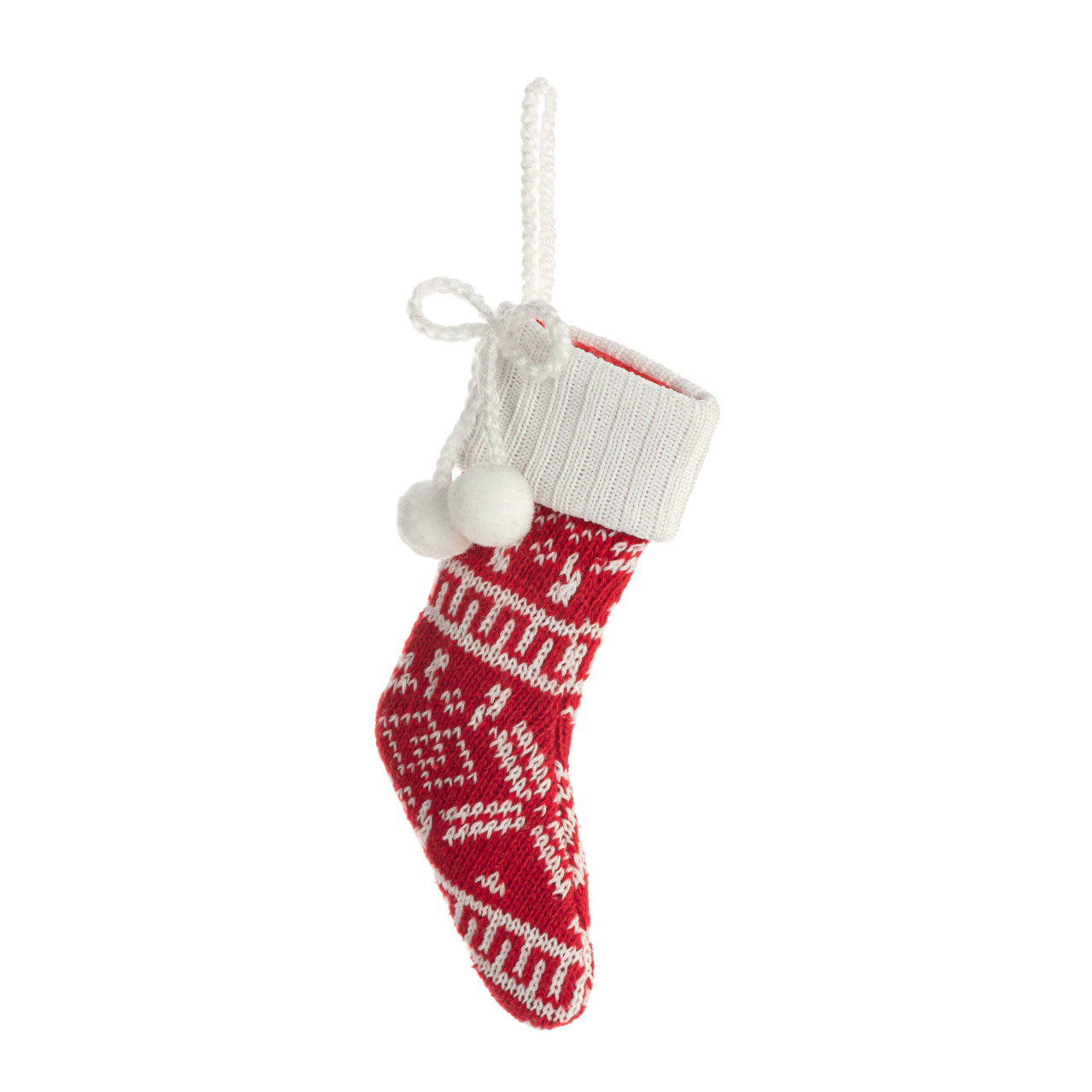 Mini Red Knit Stocking Ornament thumbnail