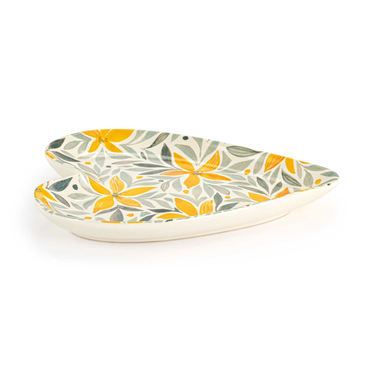 Mustard Gray Floral Heart Spoon Rest thumbnail