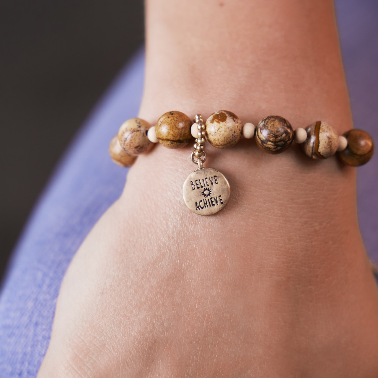 7 Days Tracker Bracelet - Taupe and Gold thumbnail