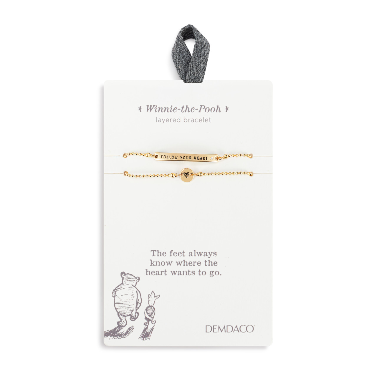 Winnie-the-Pooh Follow Your Heart Adjustable Layered Bracelet 7" thumbnail