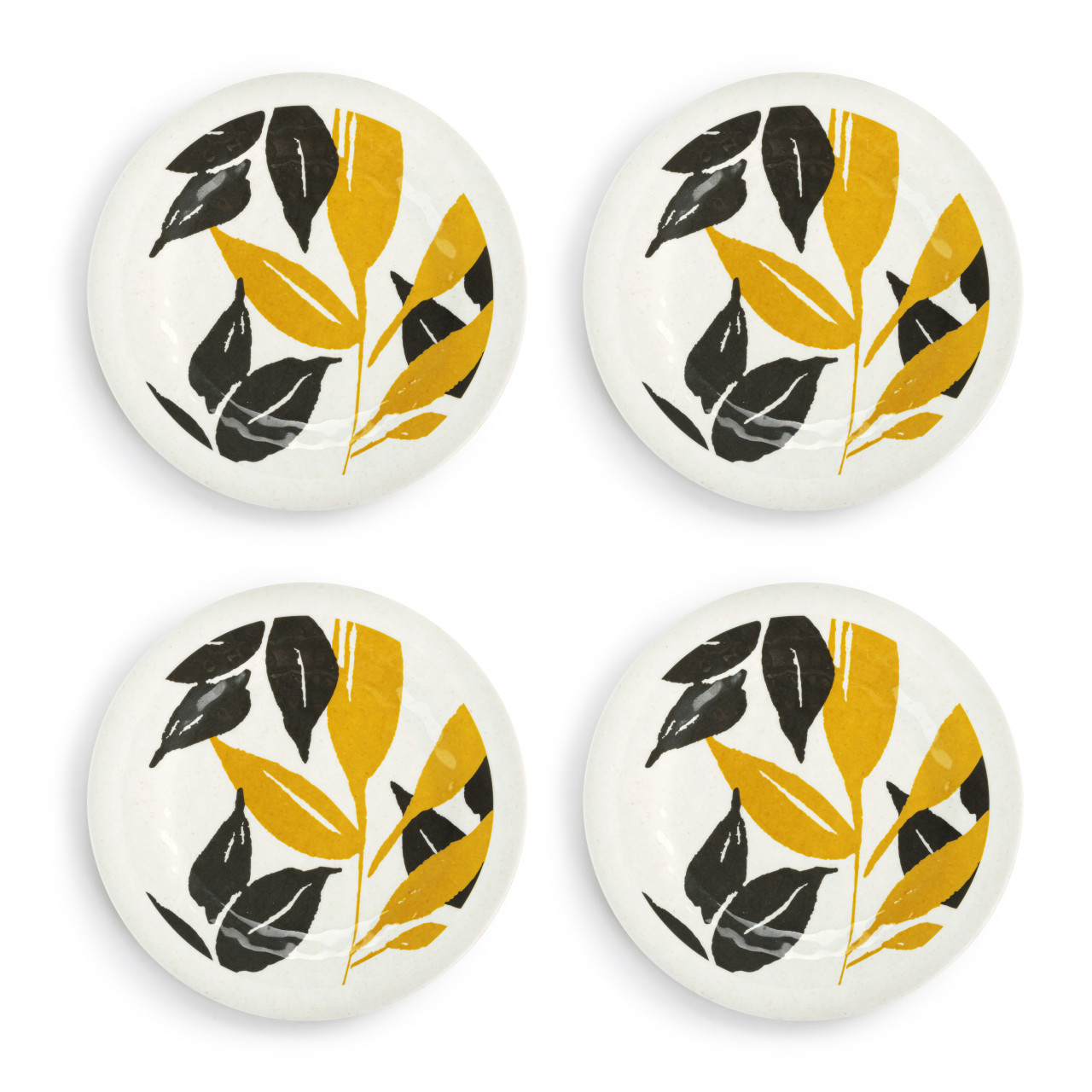 Gold Grey Leaves Melamine App Plates S/4 thumbnail