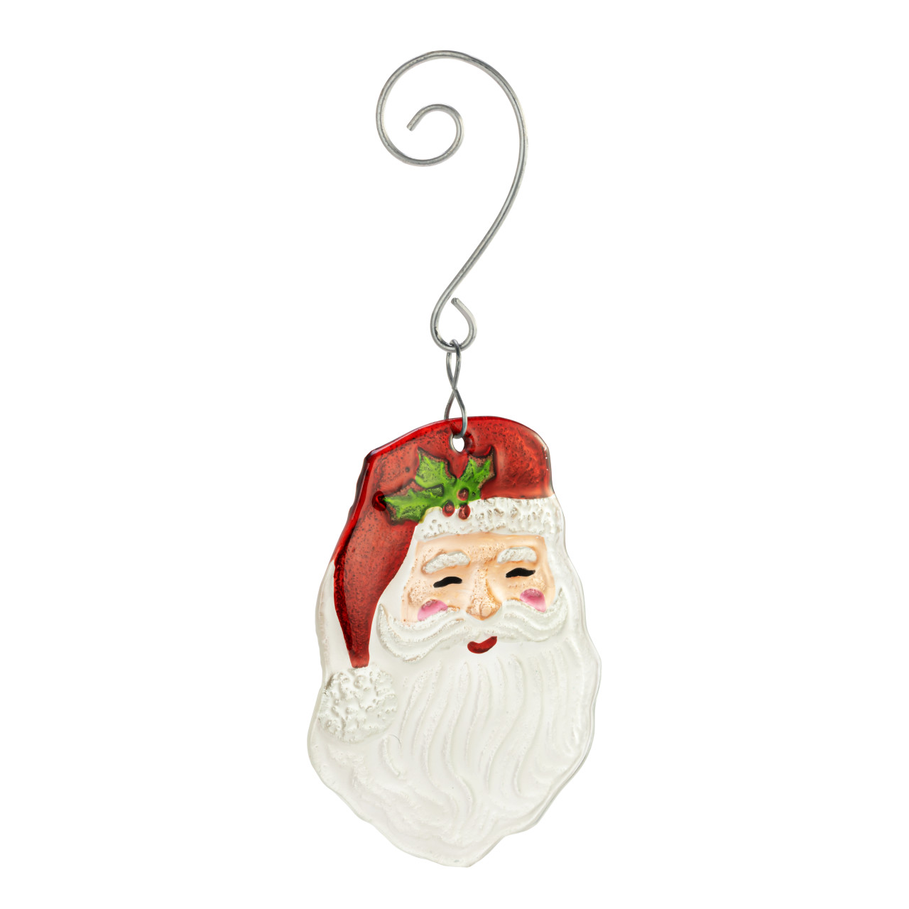 Smiling Santa Glass Ornament thumbnail