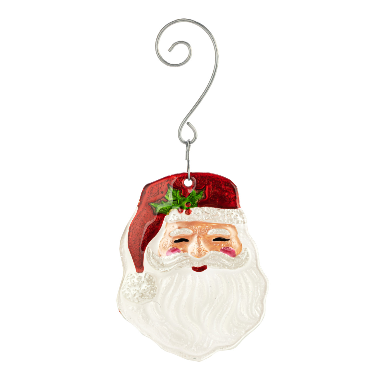 Smiling Santa Glass Ornament thumbnail