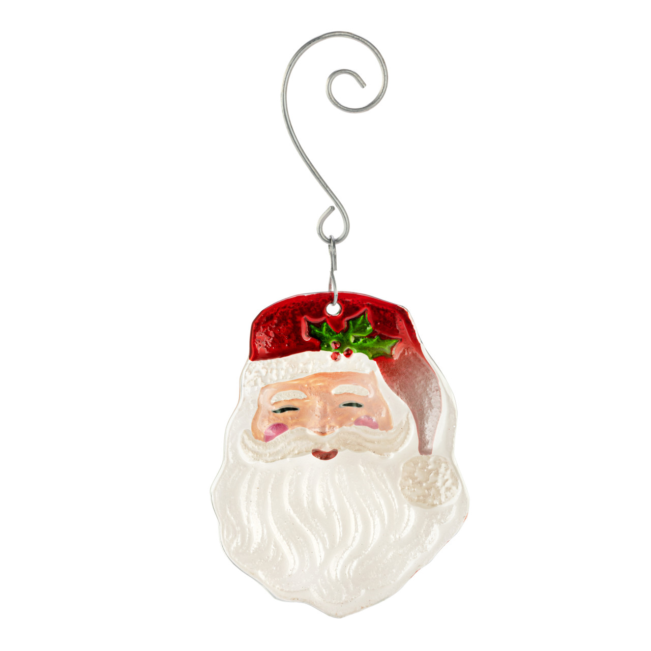 Smiling Santa Glass Ornament thumbnail