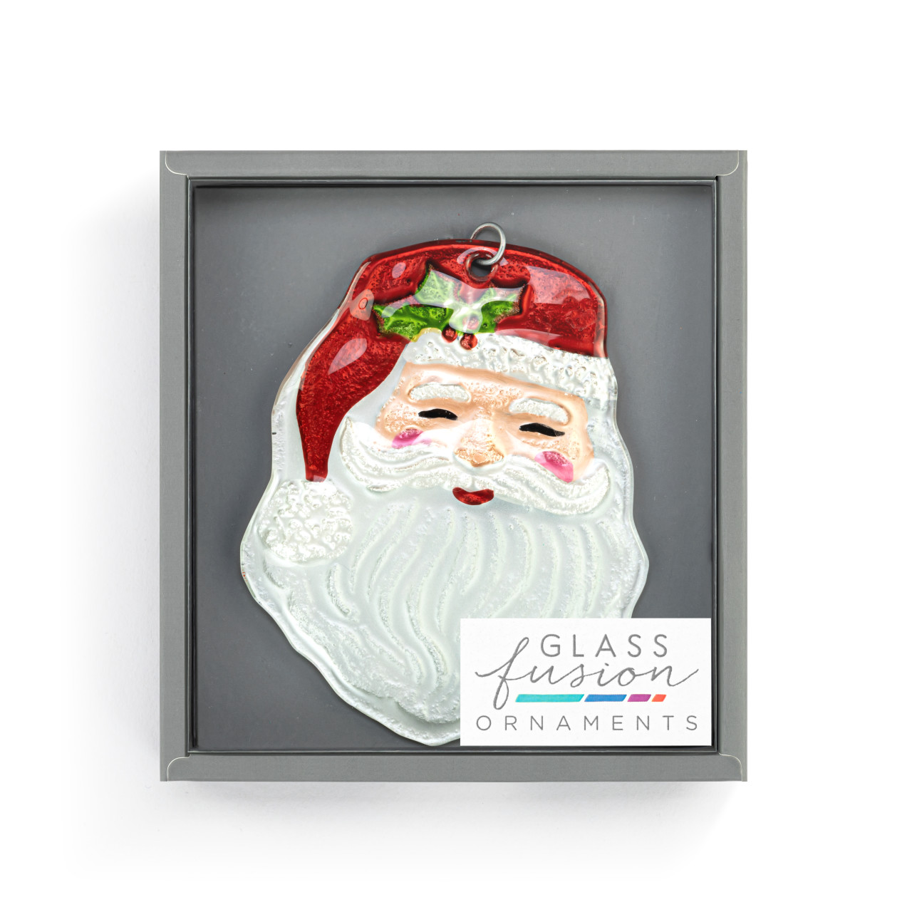 Smiling Santa Glass Ornament thumbnail