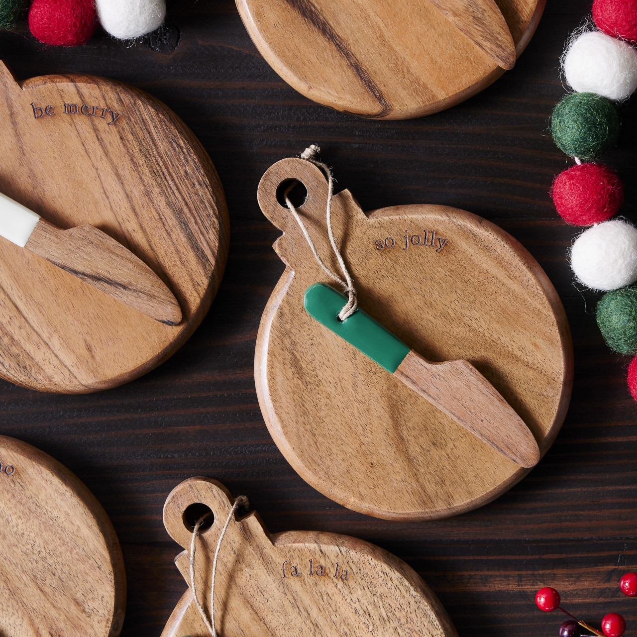Holiday Mini Wood Serving Board - 6 Assorted thumbnail