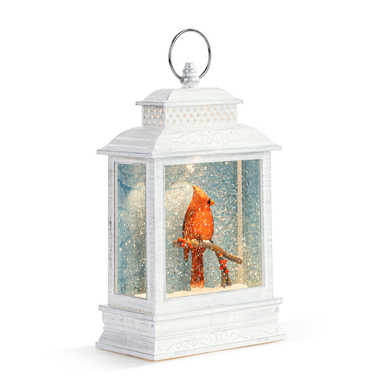 Lit Cardinal and Holly Lantern thumbnail