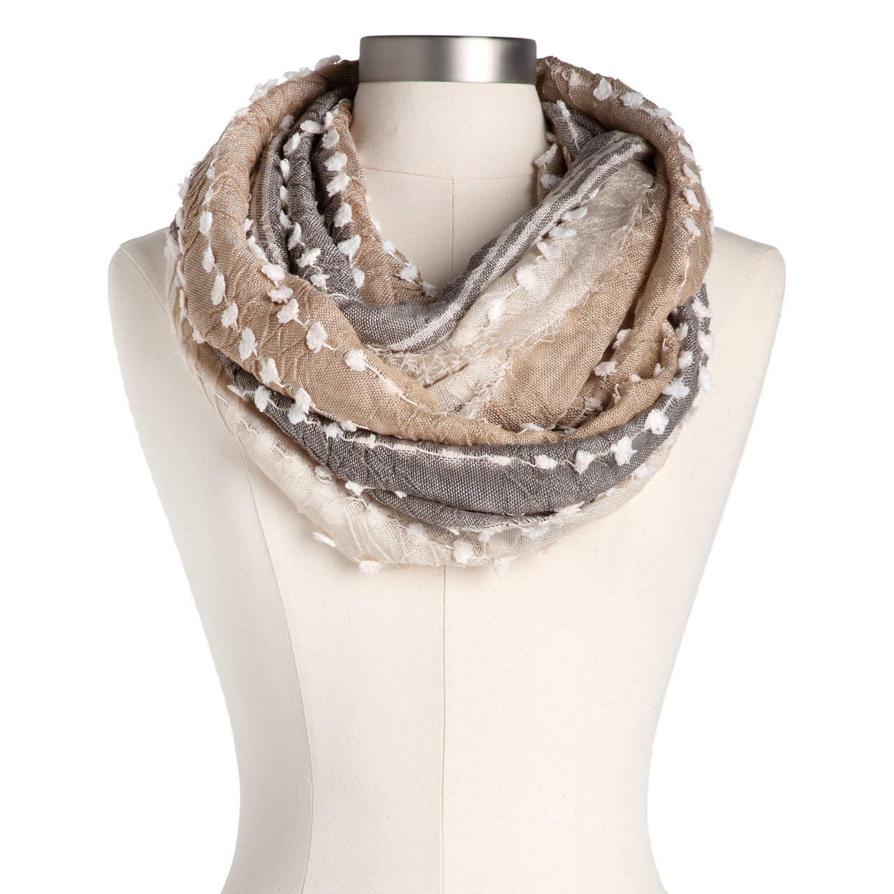 Textured Infinity Scarf - Tan thumbnail