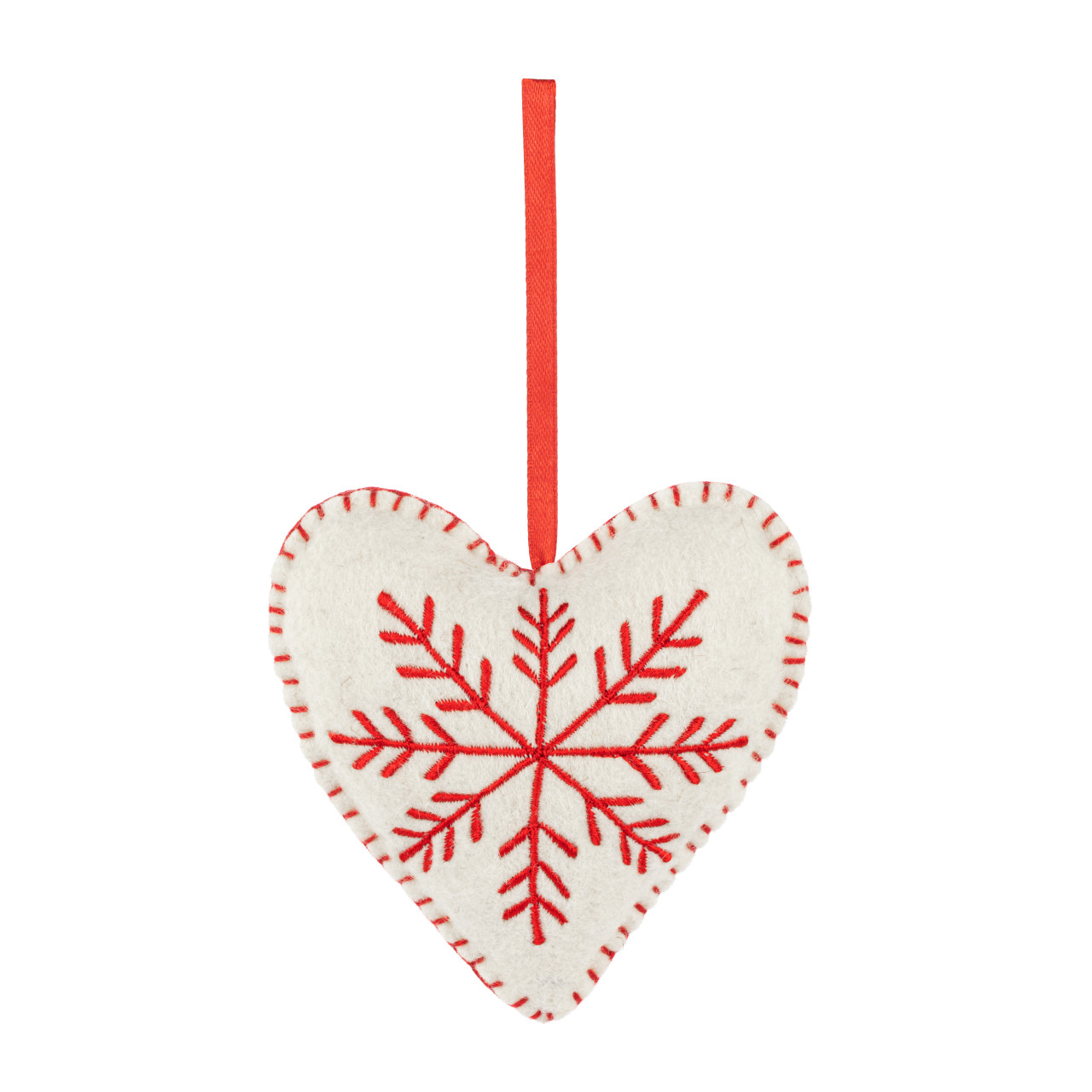 Felt Cream Heart Ornament with Embroidery thumbnail