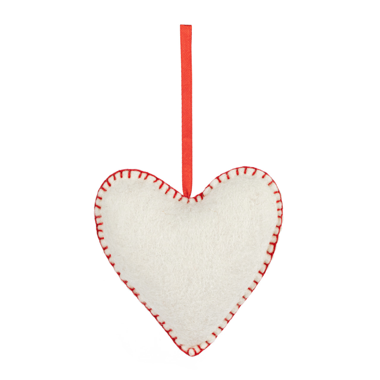 Felt Cream Heart Ornament with Embroidery thumbnail