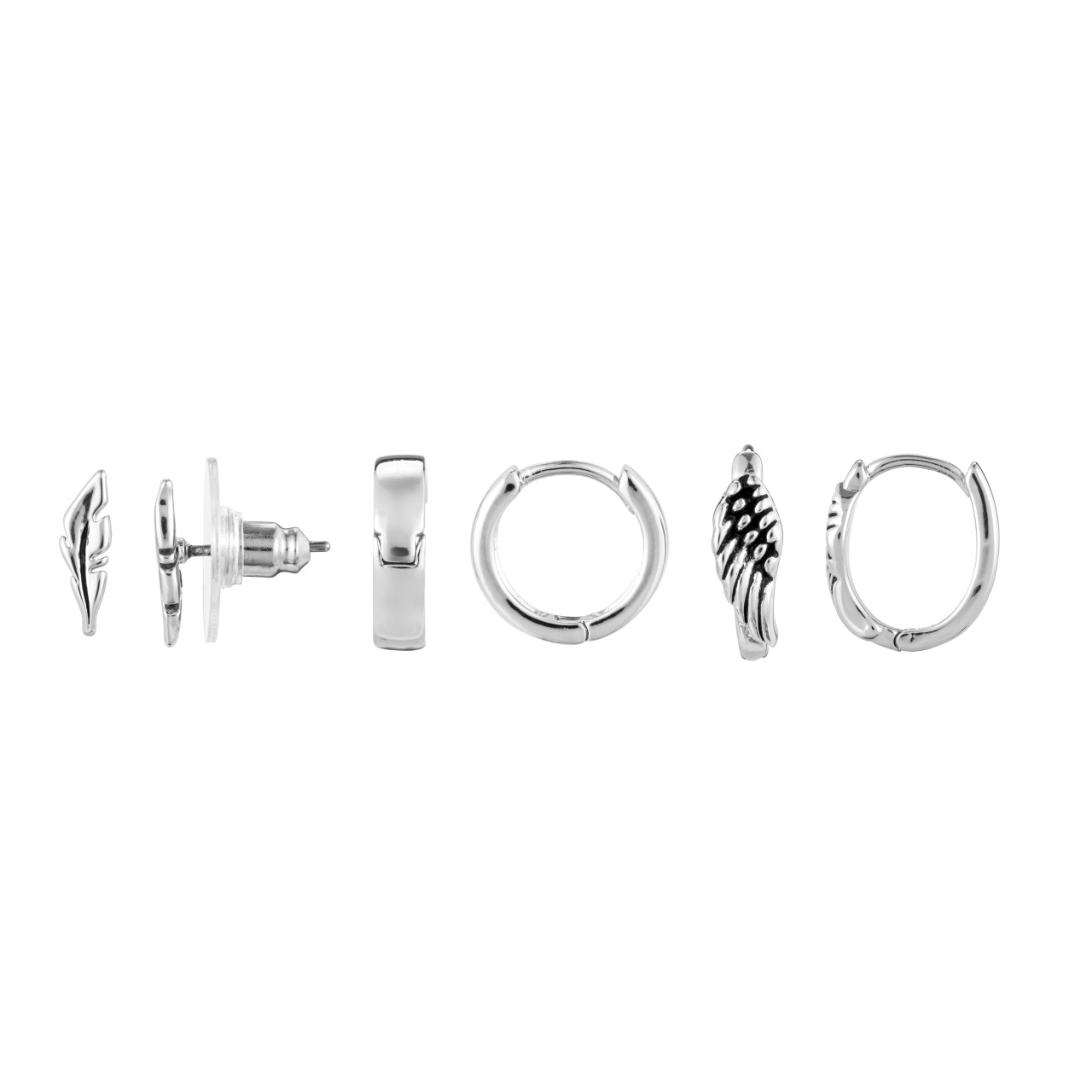 Dainty Wing Earrings Set of 3 - Silver thumbnail