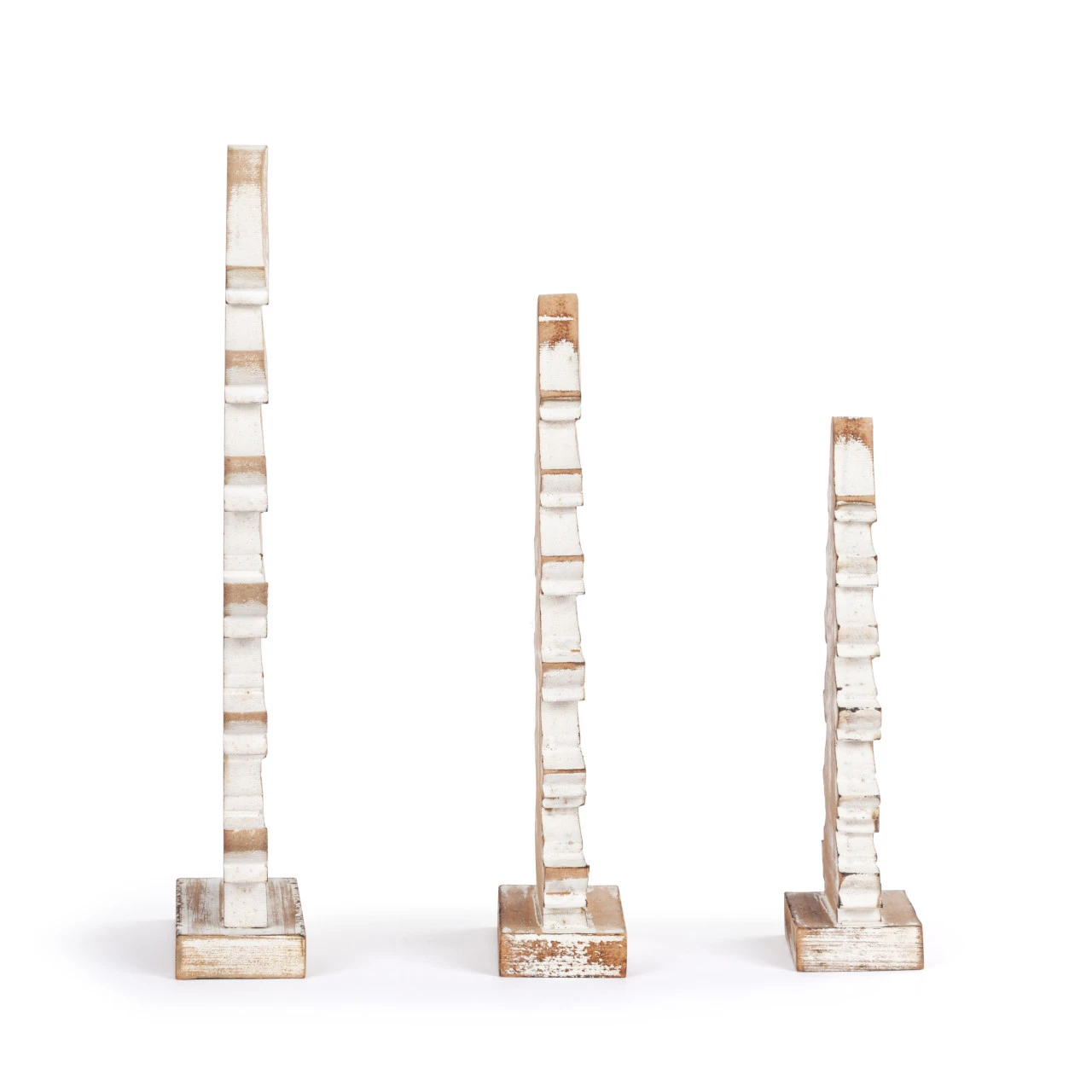 Wood Whitewashed Flocked Trees - 3 Assorted thumbnail