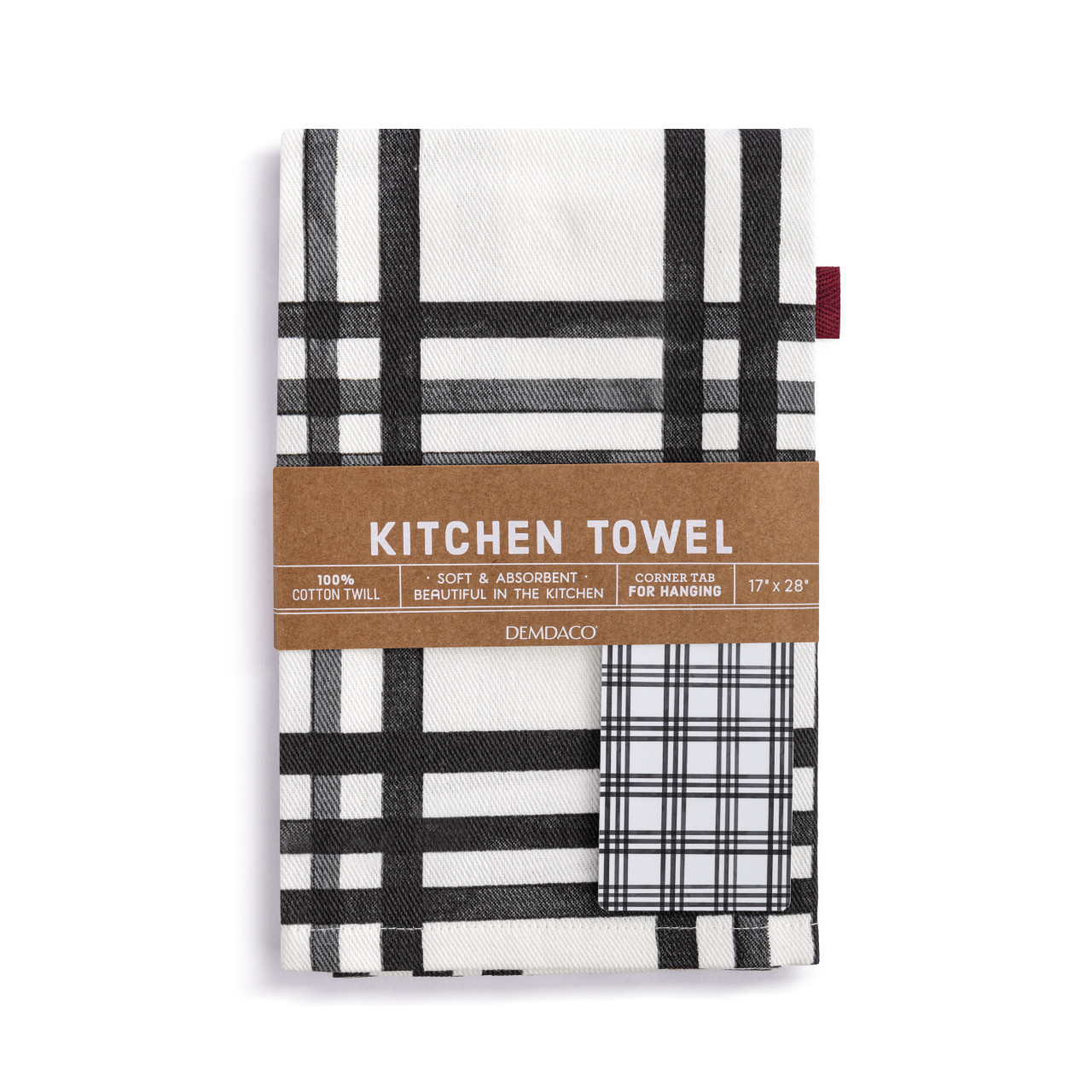 Black Plaid Cotton Twill Kitchen Towel thumbnail