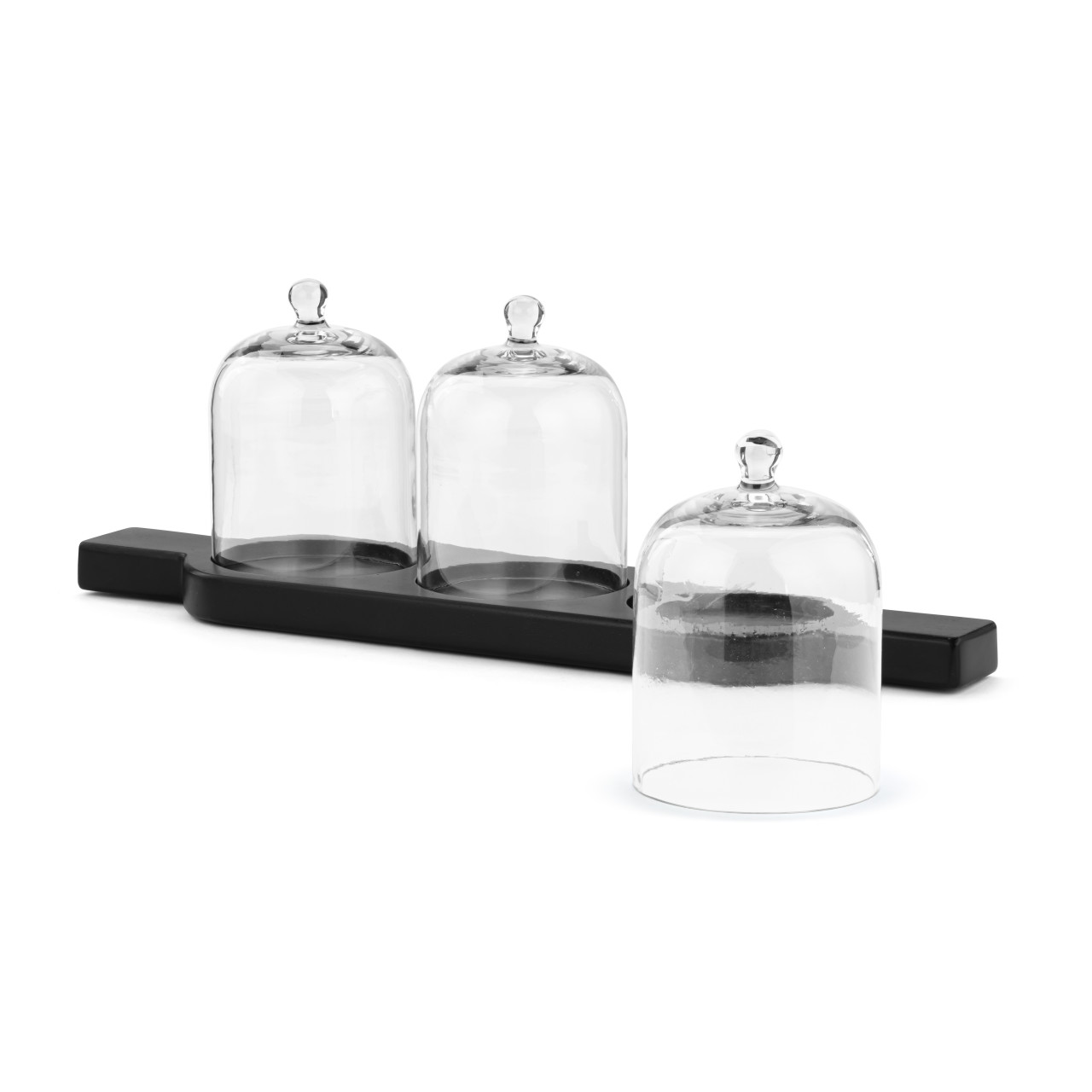 Market Finds Ebony Wood Tray With Cloche 17.5" x 6" thumbnail