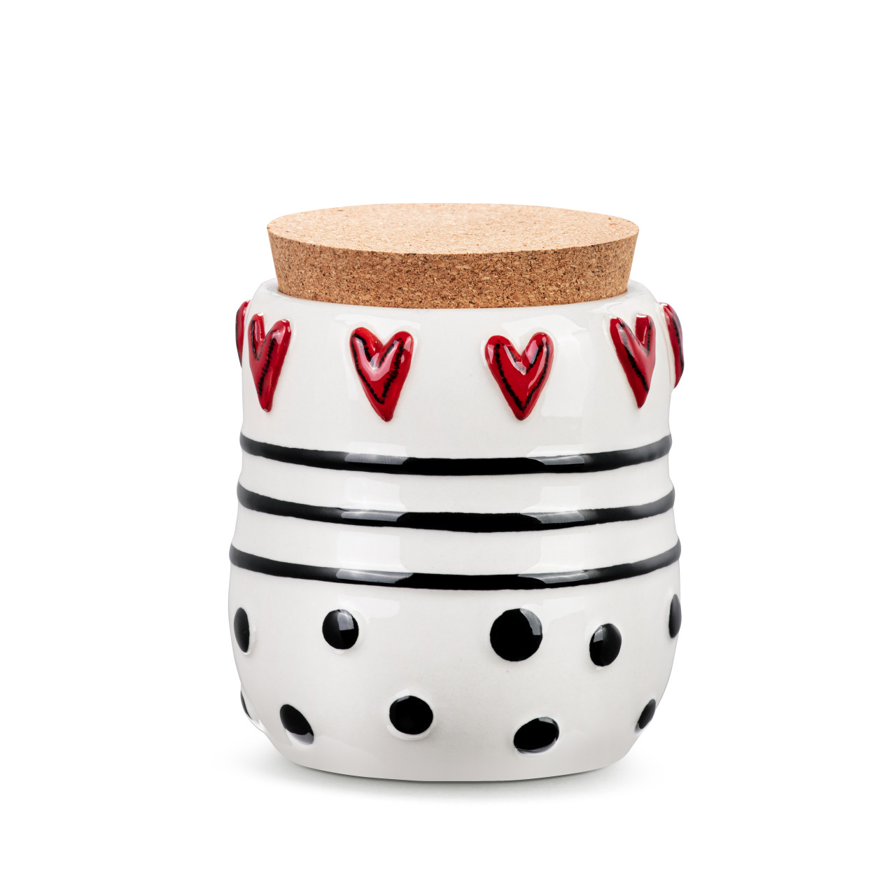 Dots & Hearts Small Cork Lid Canister thumbnail