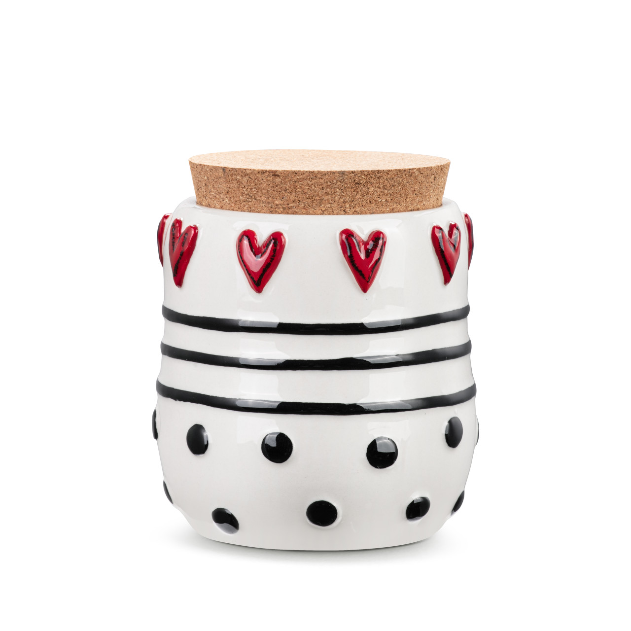 Dots & Hearts Small Cork Lid Canister thumbnail