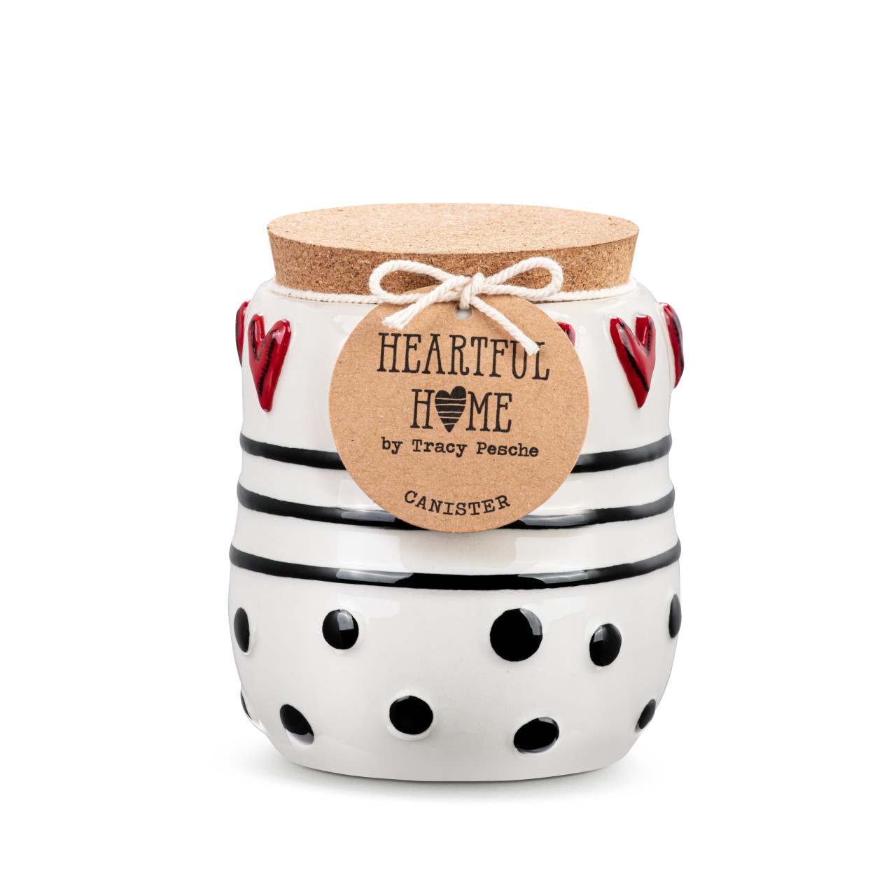 Dots & Hearts Small Cork Lid Canister thumbnail