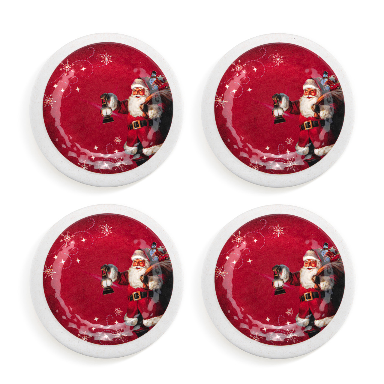 Red Snowfall Santa Melamine Appetizer Plates - Set of 4 thumbnail