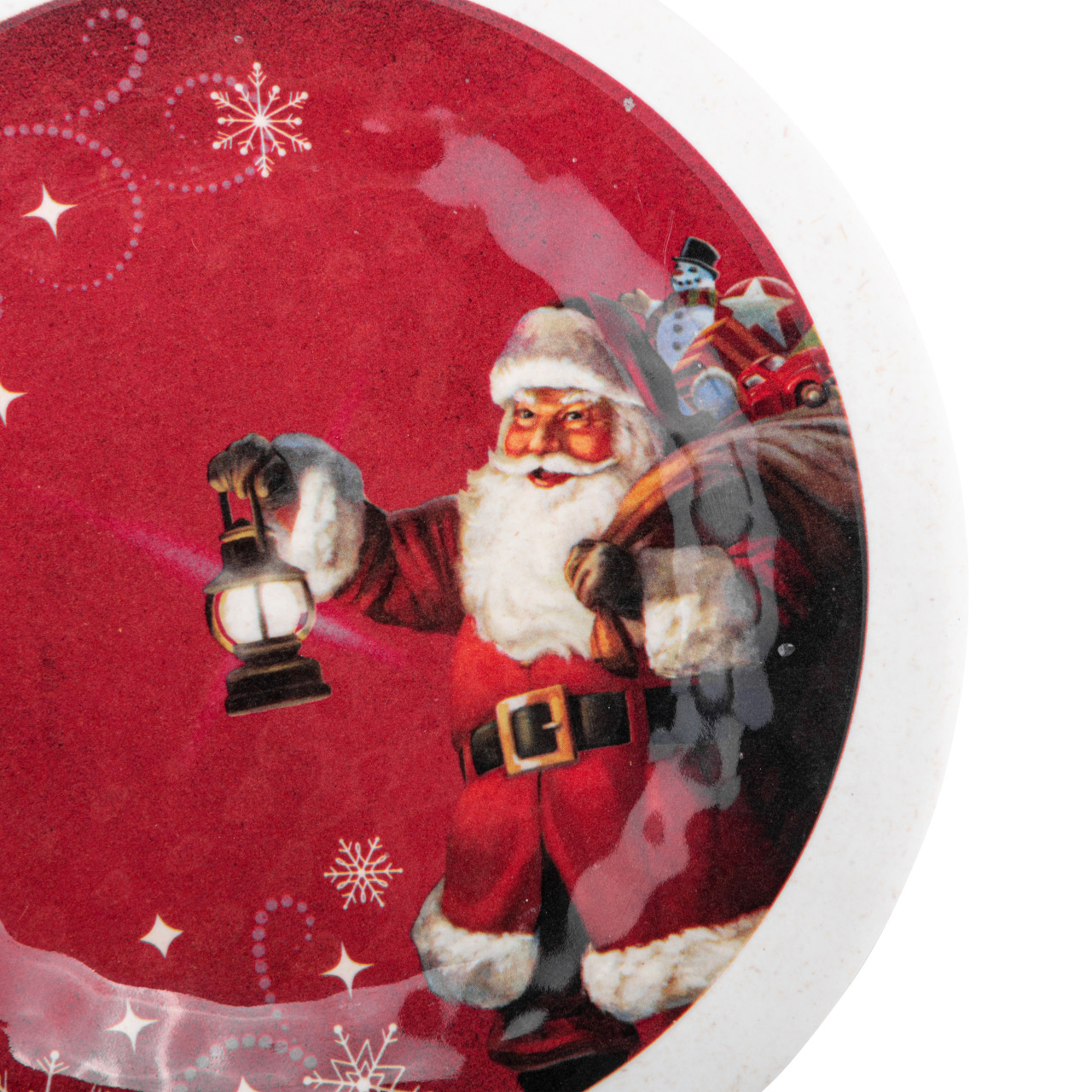 Red Snowfall Santa Melamine Appetizer Plates - Set of 4 thumbnail